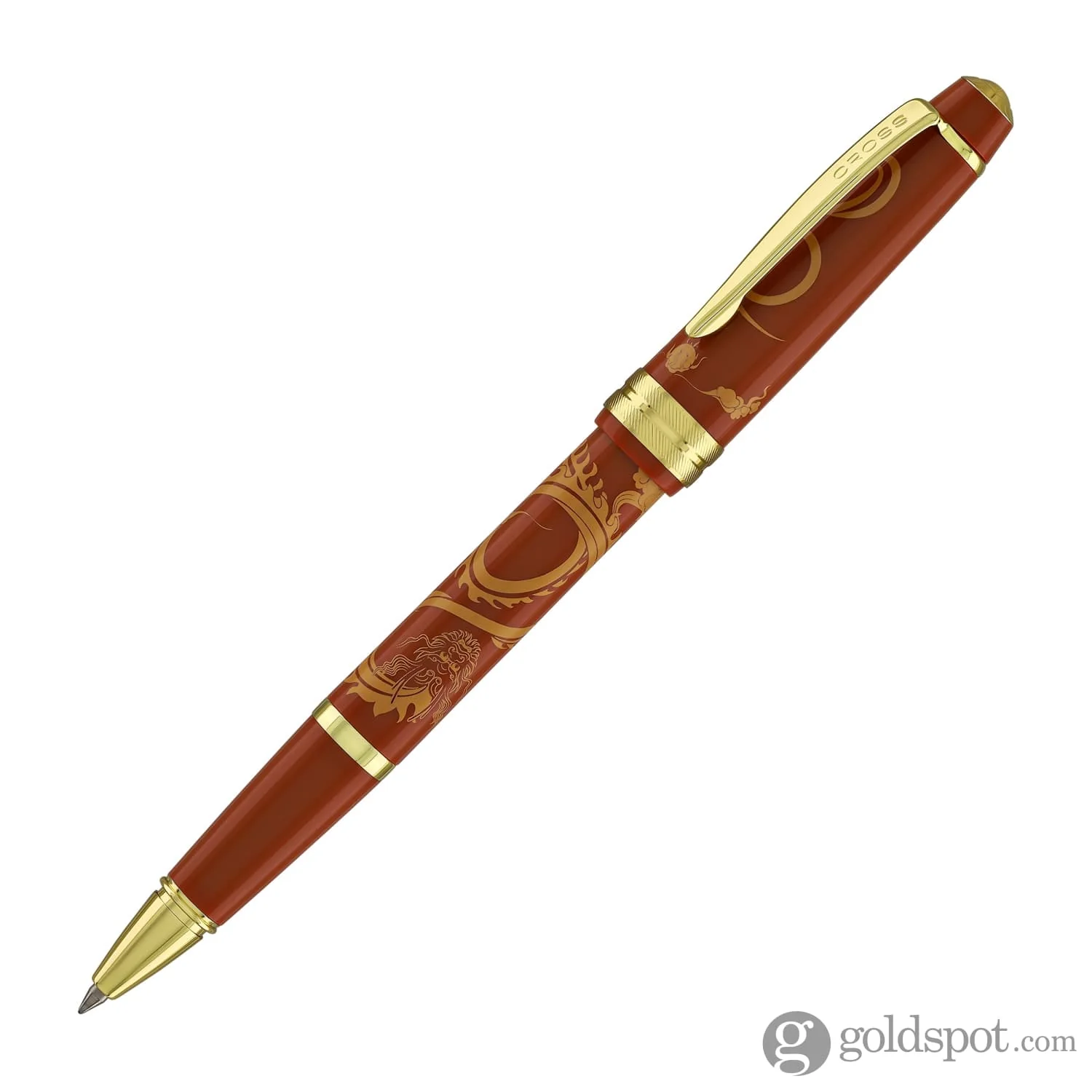Cross Bailey Light Year of the Dragon Selectip Rollerball Pen in Polished Amber Resin and Gold Tone - Image 2