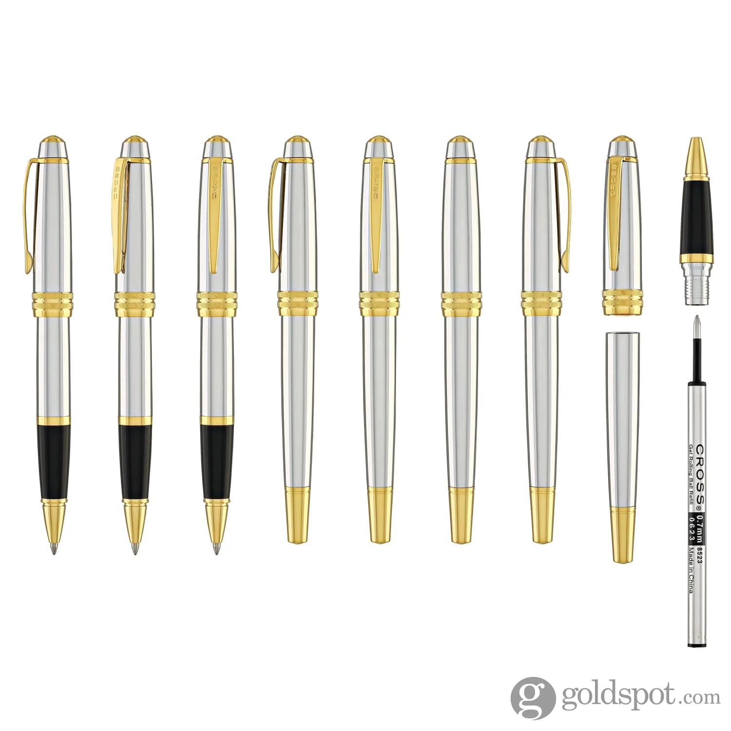 Cross Bailey Rollerball Pen in Medalist Chrome with Gold Trim - Image 8