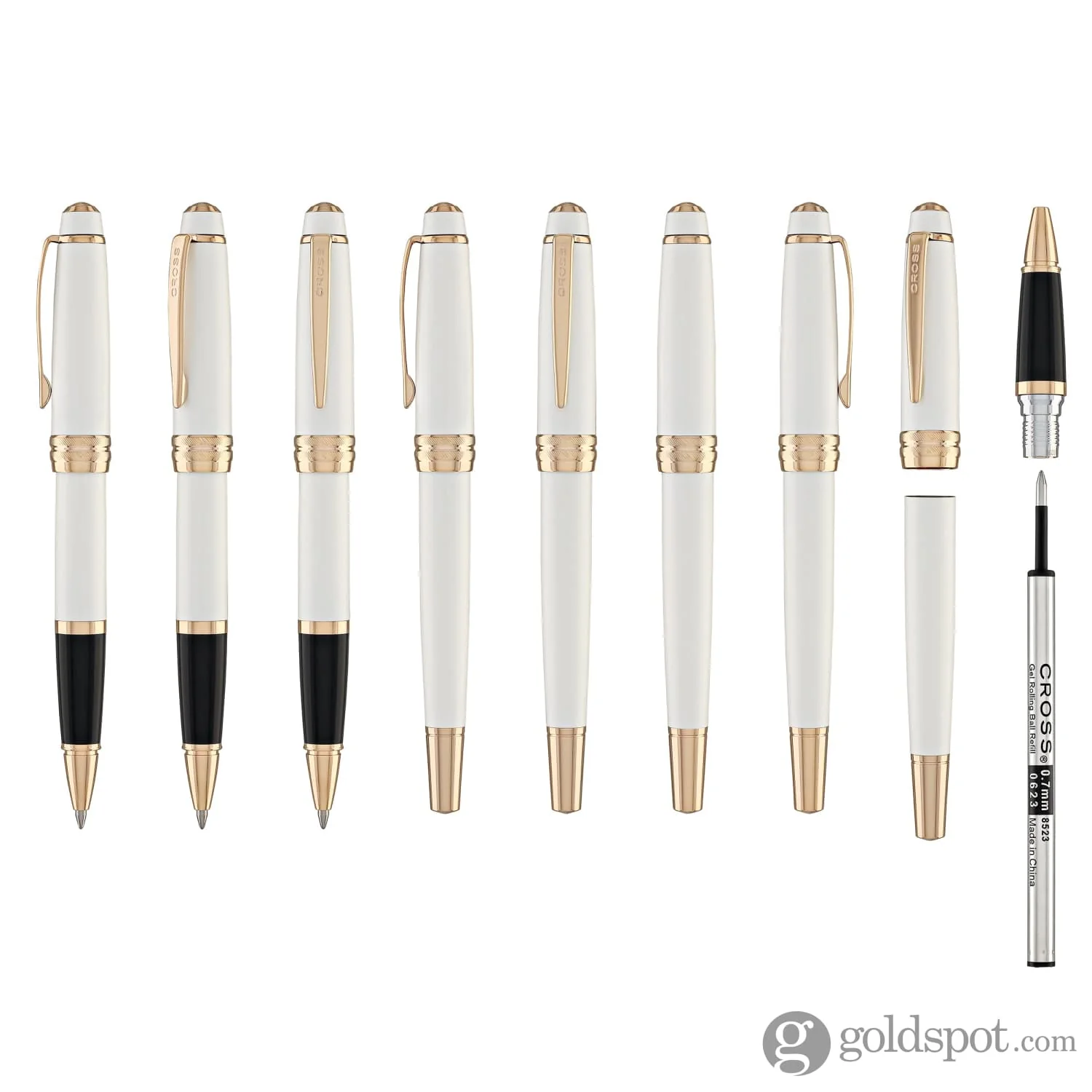 Cross Bailey Rollerball Pen Pearlescent White Lacquer with Rose Gold Trim - Image 8