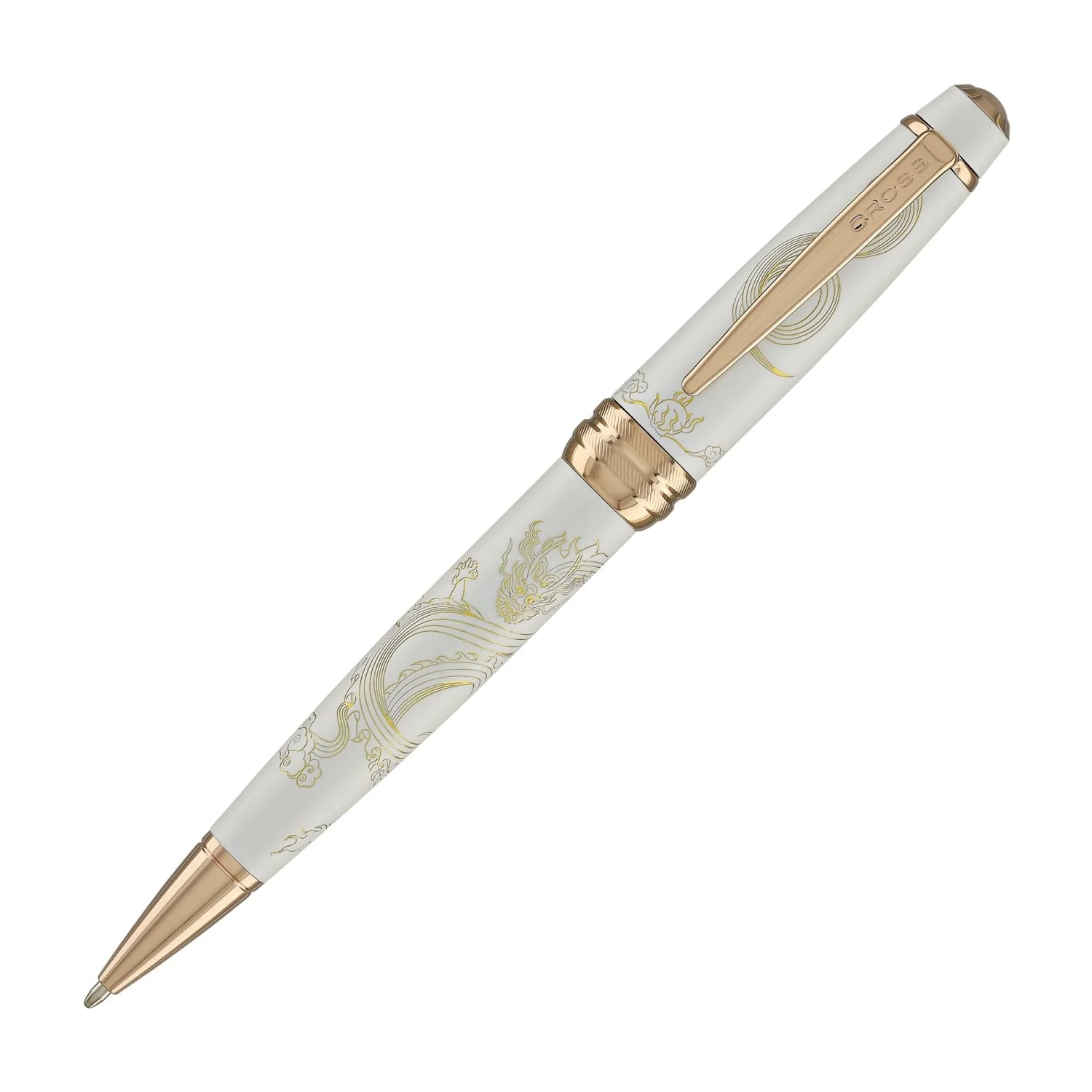 Cross Bailey Zodiac Year of the Dragon Ballpoint Pen in Pearlescent White Lacquer with Rose Gold