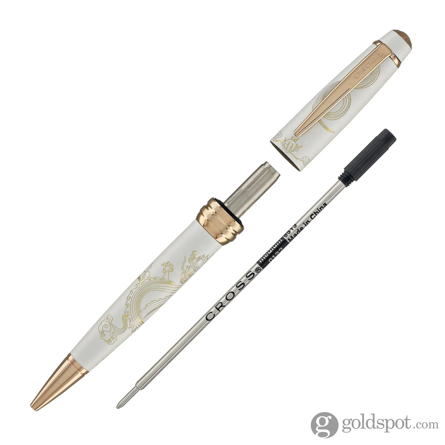 Cross Bailey Zodiac Year of the Dragon Ballpoint Pen in Pearlescent White Lacquer with Rose Gold - Image 5