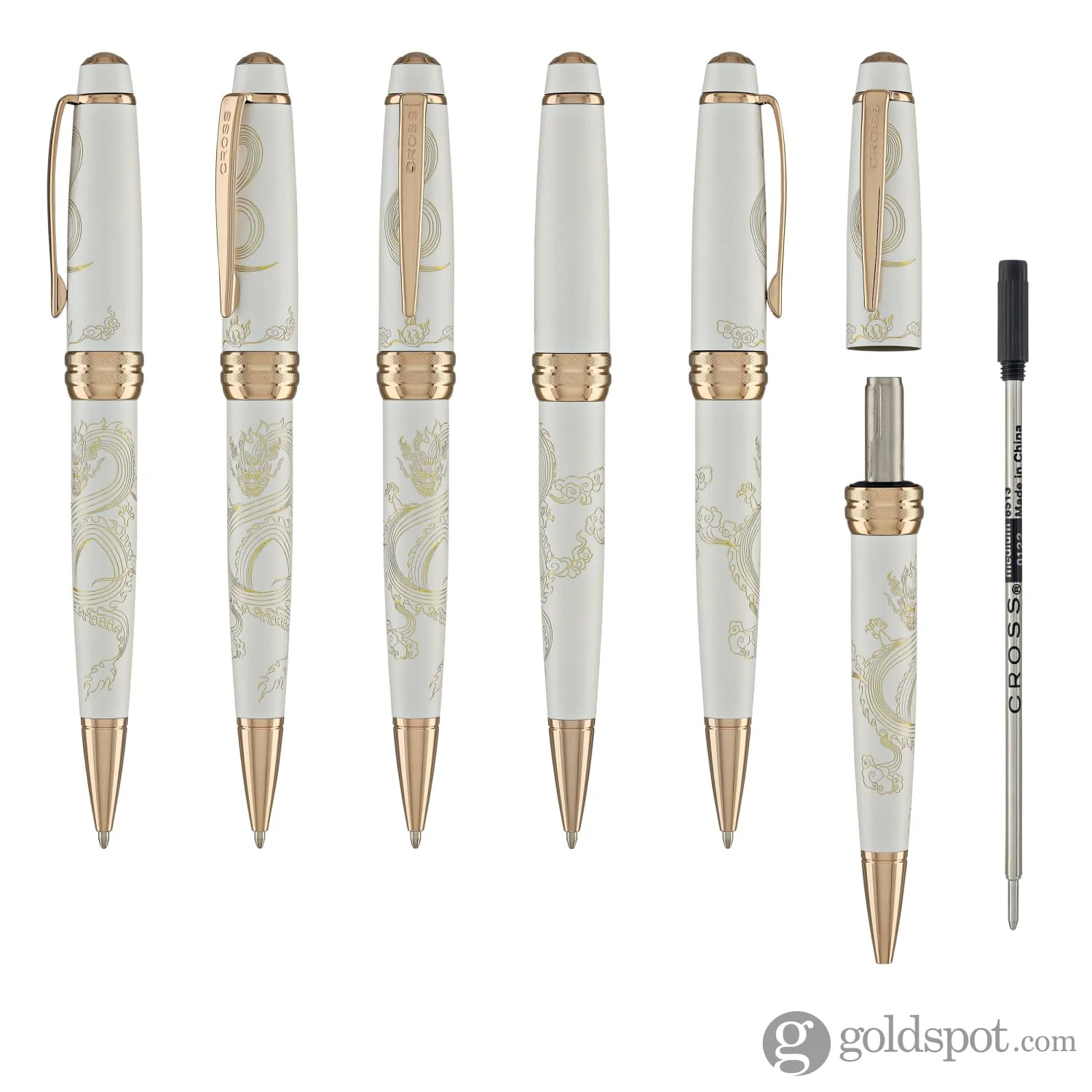Cross Bailey Zodiac Year of the Dragon Ballpoint Pen in Pearlescent White Lacquer with Rose Gold - Image 6