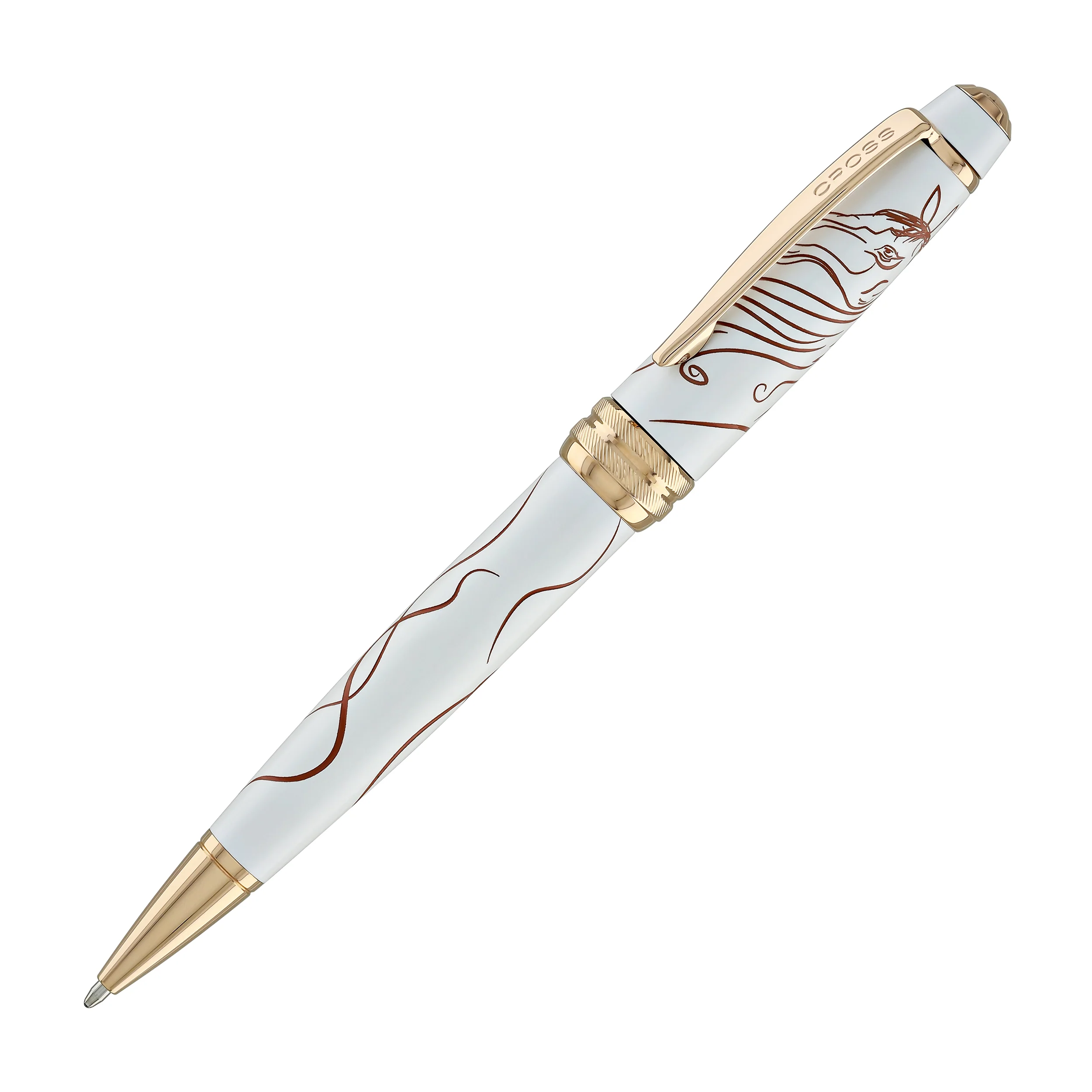 Cross Bailey Zodiac Year of the Horse Ballpoint Pen in White Lacquer with Rose Gold Plated - Image 3