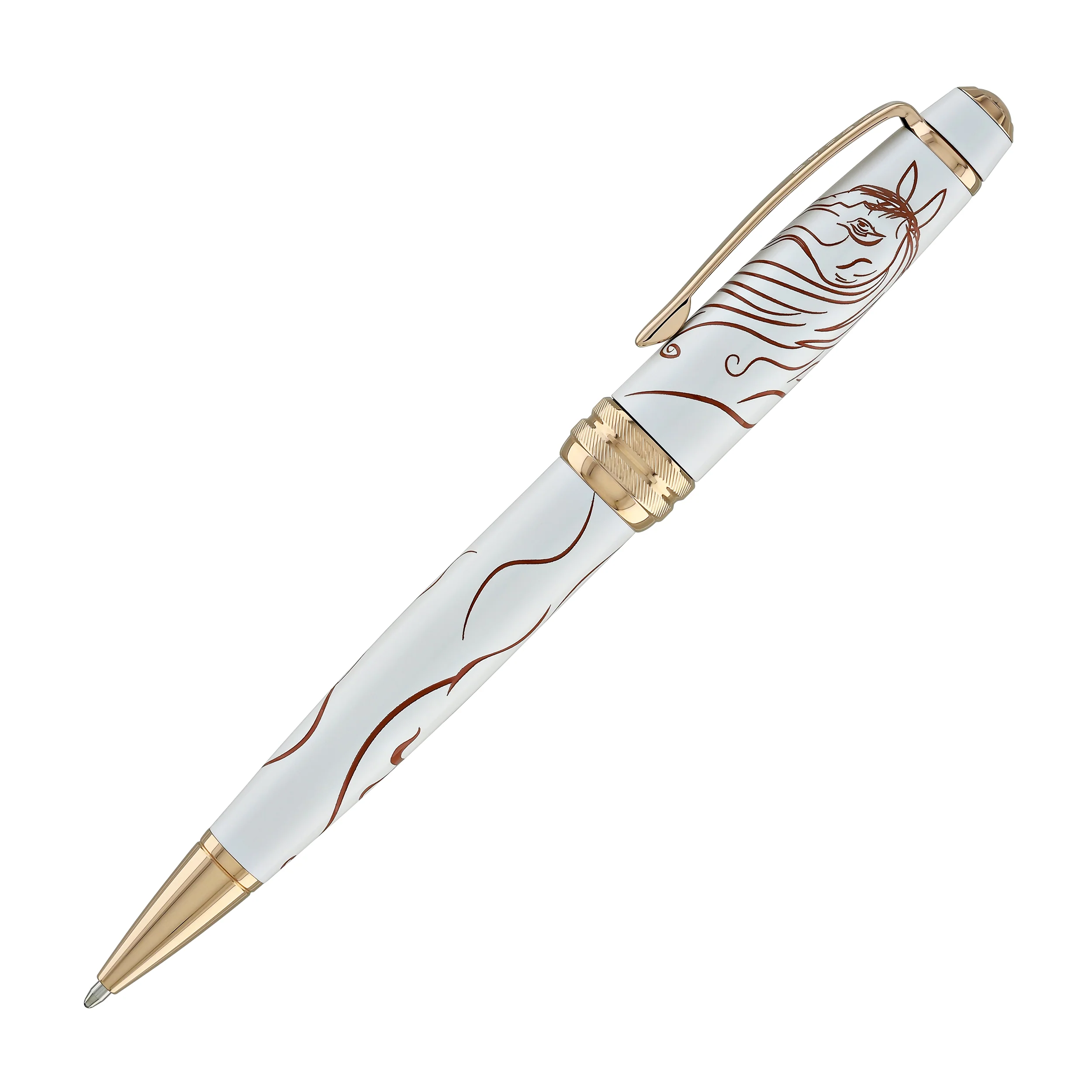 Cross Bailey Zodiac Year of the Horse Ballpoint Pen in White Lacquer with Rose Gold Plated - Image 4