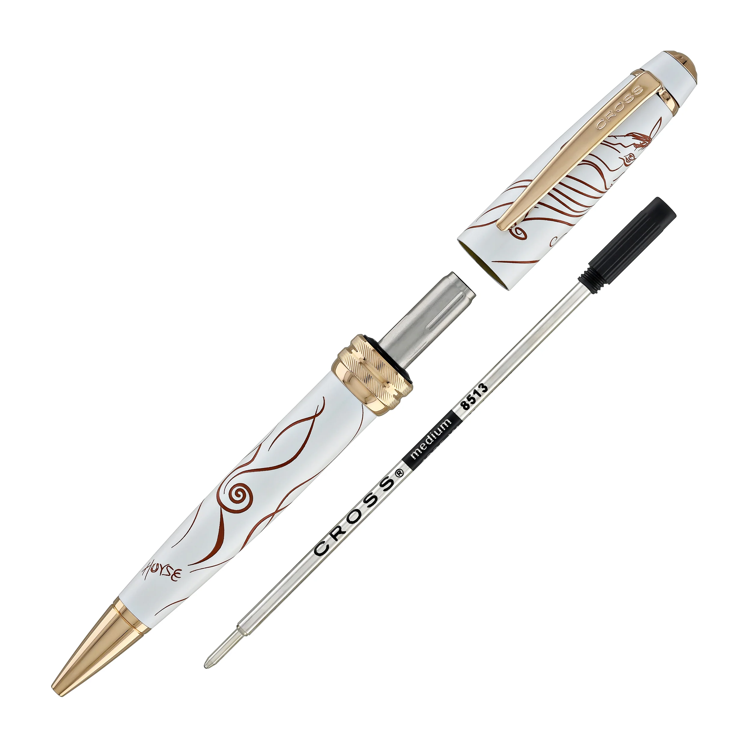 Cross Bailey Zodiac Year of the Horse Ballpoint Pen in White Lacquer with Rose Gold Plated - Image 6
