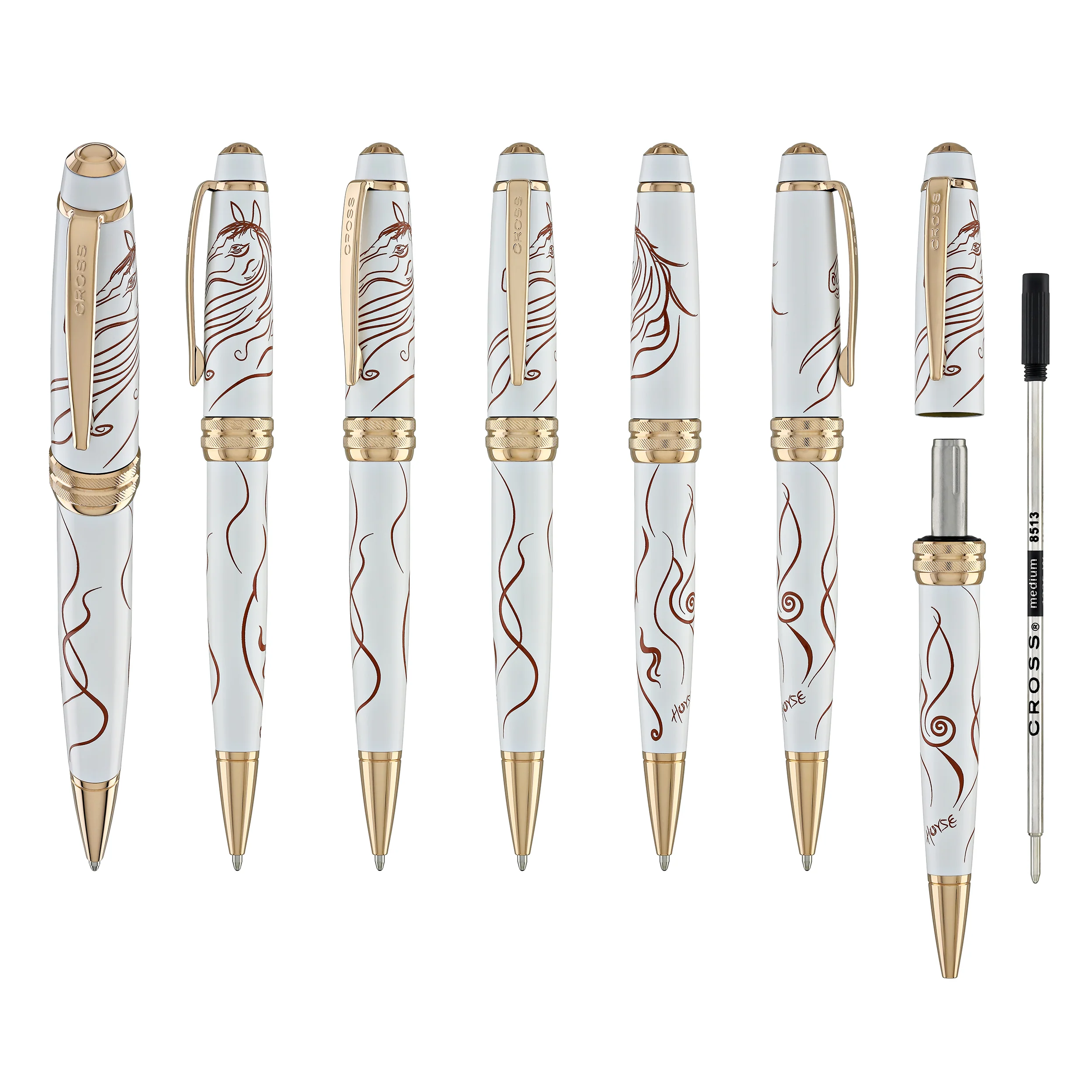 Cross Bailey Zodiac Year of the Horse Ballpoint Pen in White Lacquer with Rose Gold Plated - Image 7