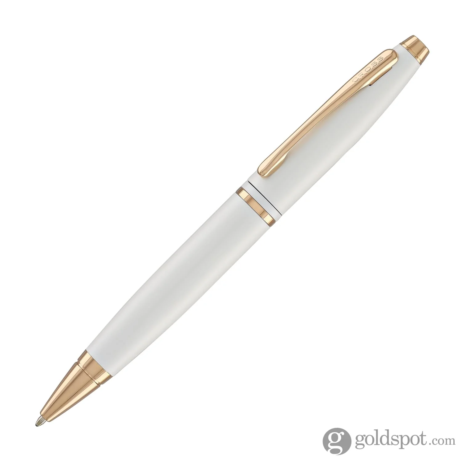 Cross Calais Ballpoint Pen in Pearlescent White with Rosegold Trim - Image 2