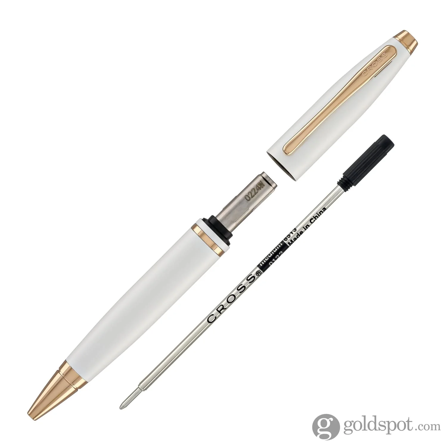 Cross Calais Ballpoint Pen in Pearlescent White with Rosegold Trim - Image 5