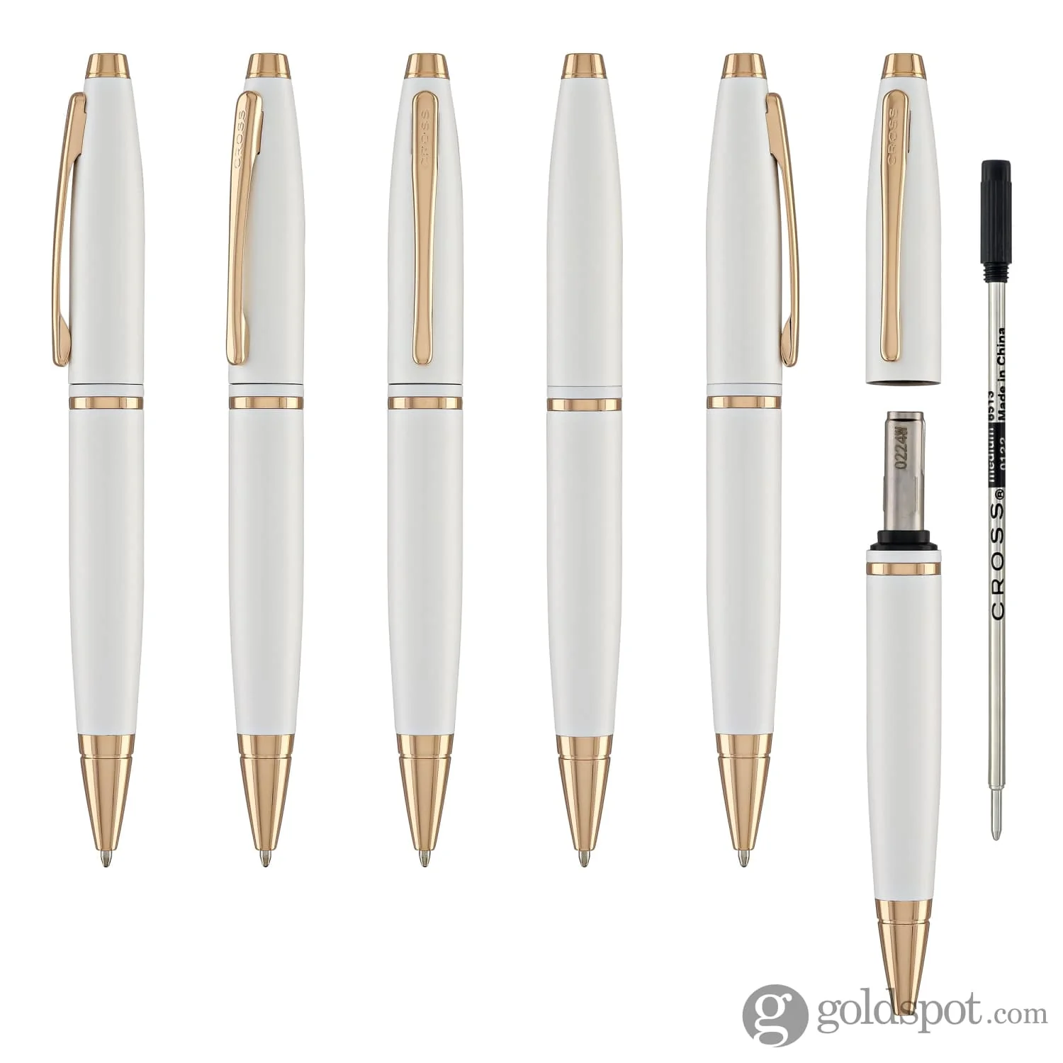 Cross Calais Ballpoint Pen in Pearlescent White with Rosegold Trim - Image 6