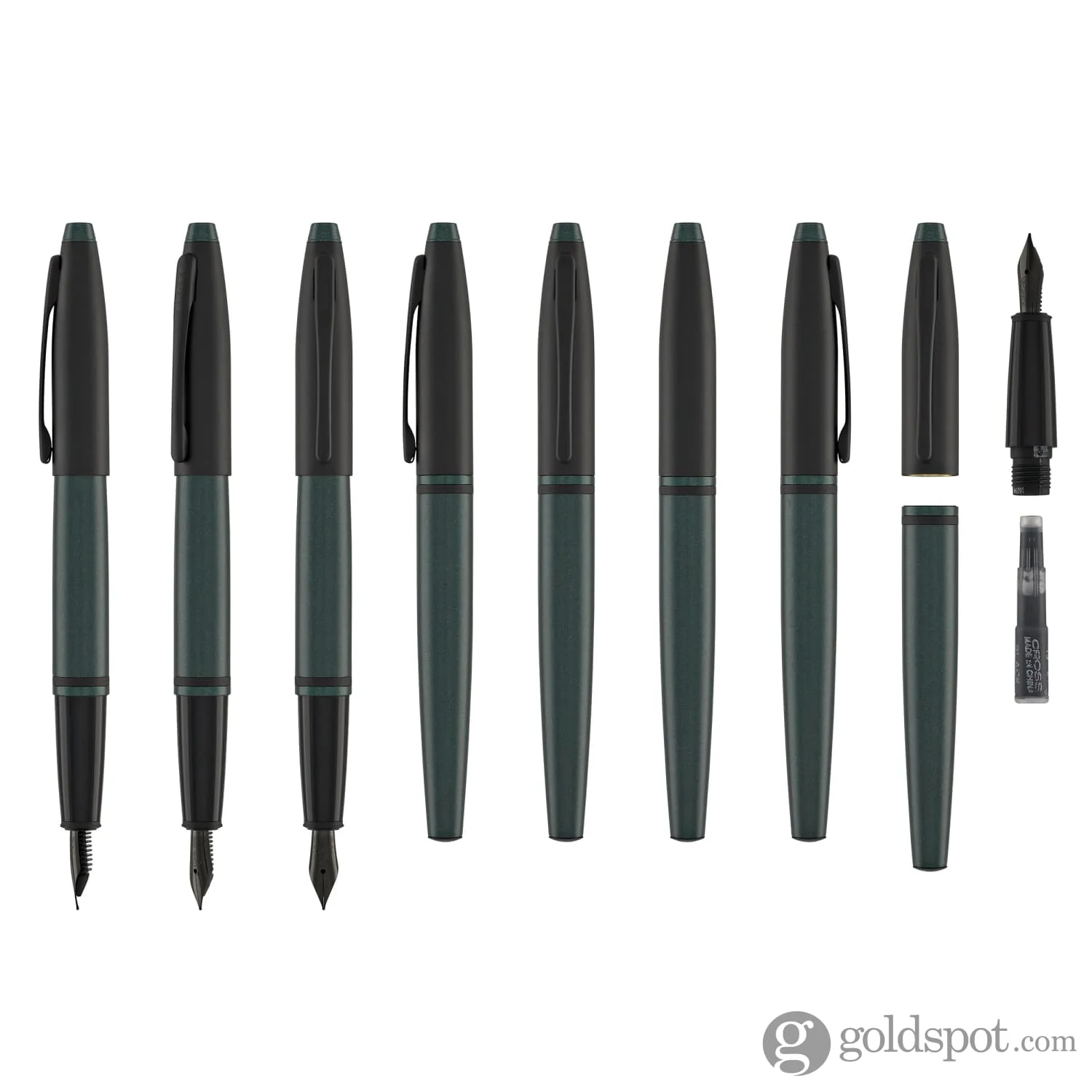 Cross Calais Fountain Pen in Matte Green + Matte Grey Combo - Fine Point - Image 6