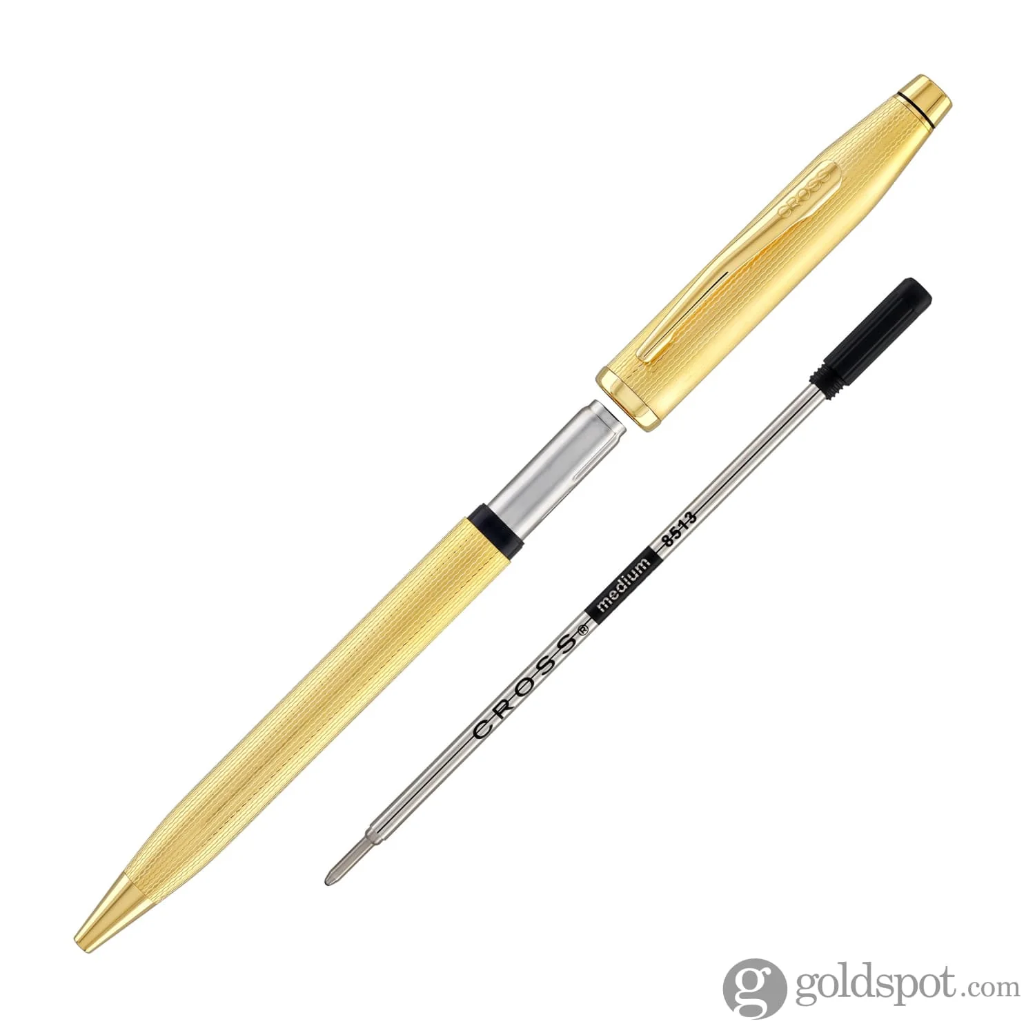 Cross Century II Ballpoint Pen Polished 23K Gold-Plated Engraved Diamond Pattern - Image 5