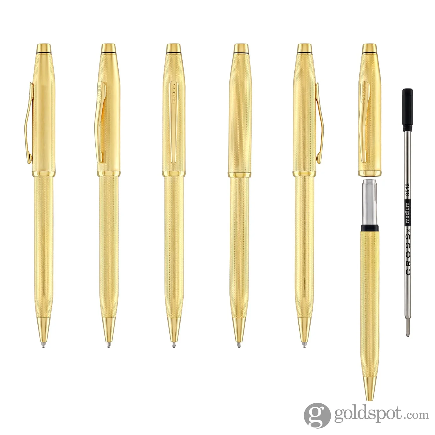 Cross Century II Ballpoint Pen Polished 23K Gold-Plated Engraved Diamond Pattern - Image 6