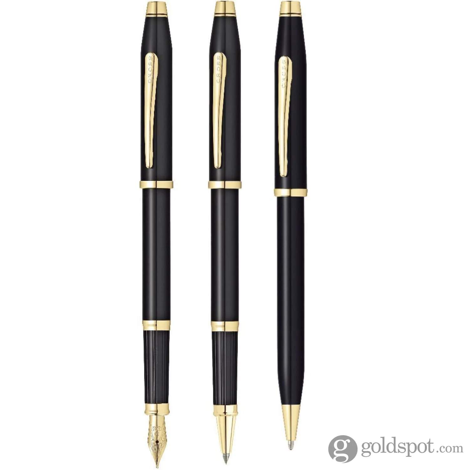 Cross Century II Ballpoint Pen in Black Lacquer with 23K Gold Trim - Image 3