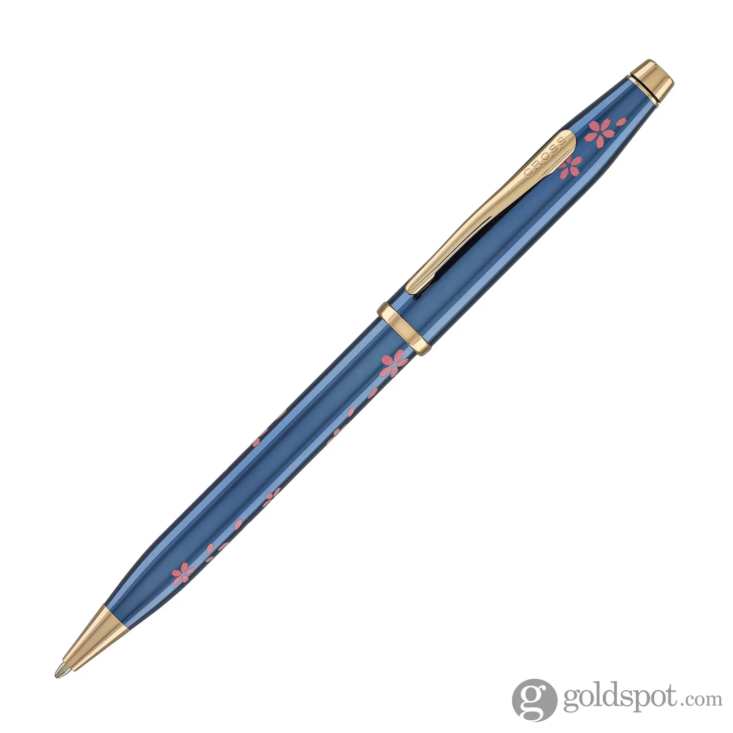 Cross Century II Cherry Blossom Ballpoint Pen in Translucent Blue Lacquer with Polished Rose Gold PVD - Image 2