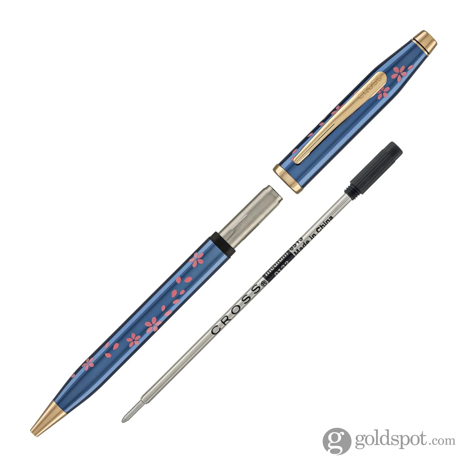 Cross Century II Cherry Blossom Ballpoint Pen in Translucent Blue Lacquer with Polished Rose Gold PVD - Image 5