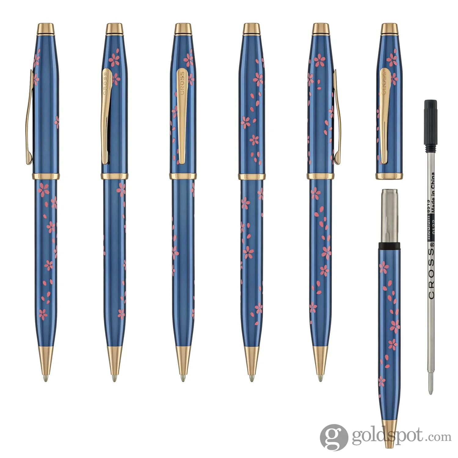 Cross Century II Cherry Blossom Ballpoint Pen in Translucent Blue Lacquer with Polished Rose Gold PVD - Image 6