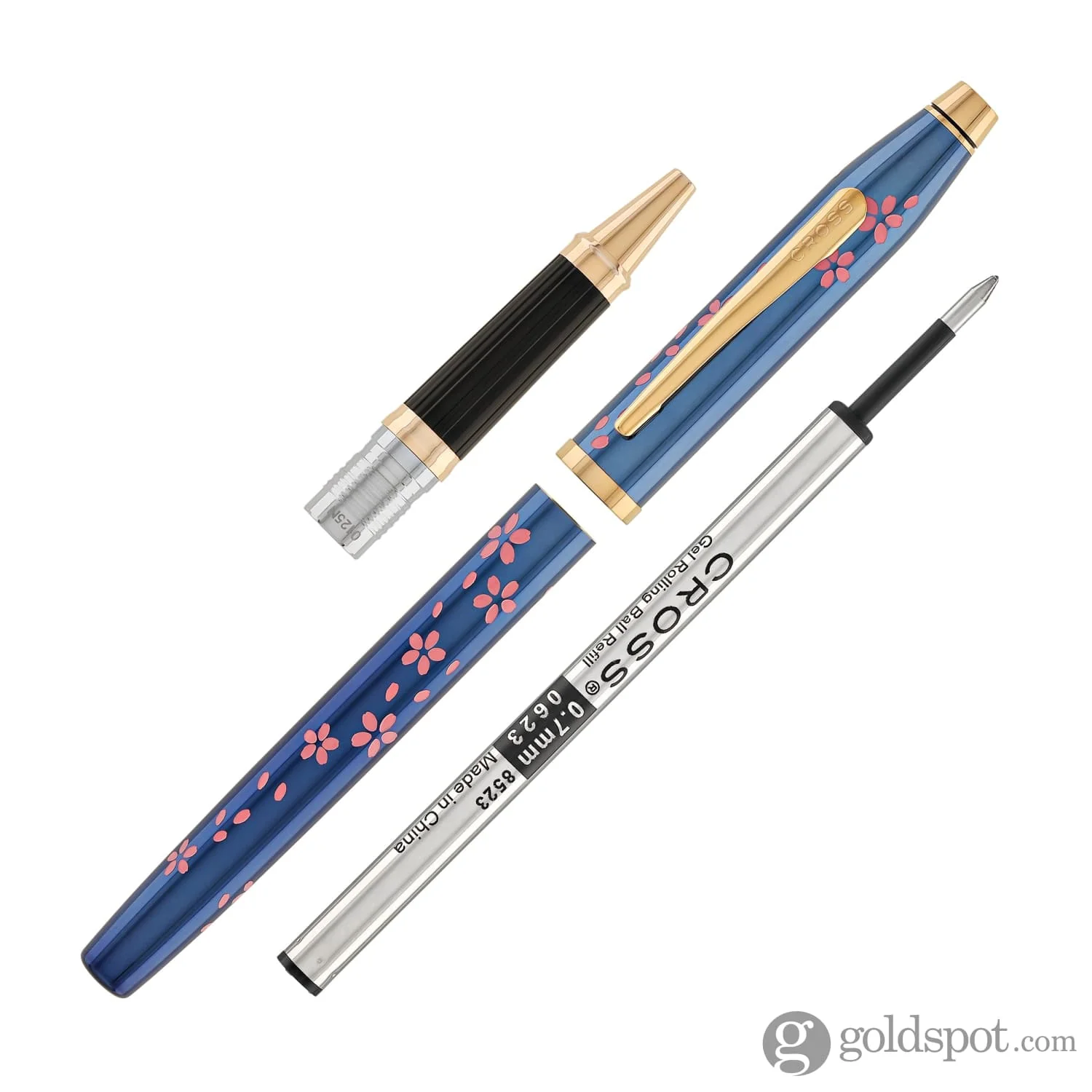 Cross Century II Cherry Blossom Selectip Rollerball Pen in Translucent Blue with Rose Gold Trim - Image 7
