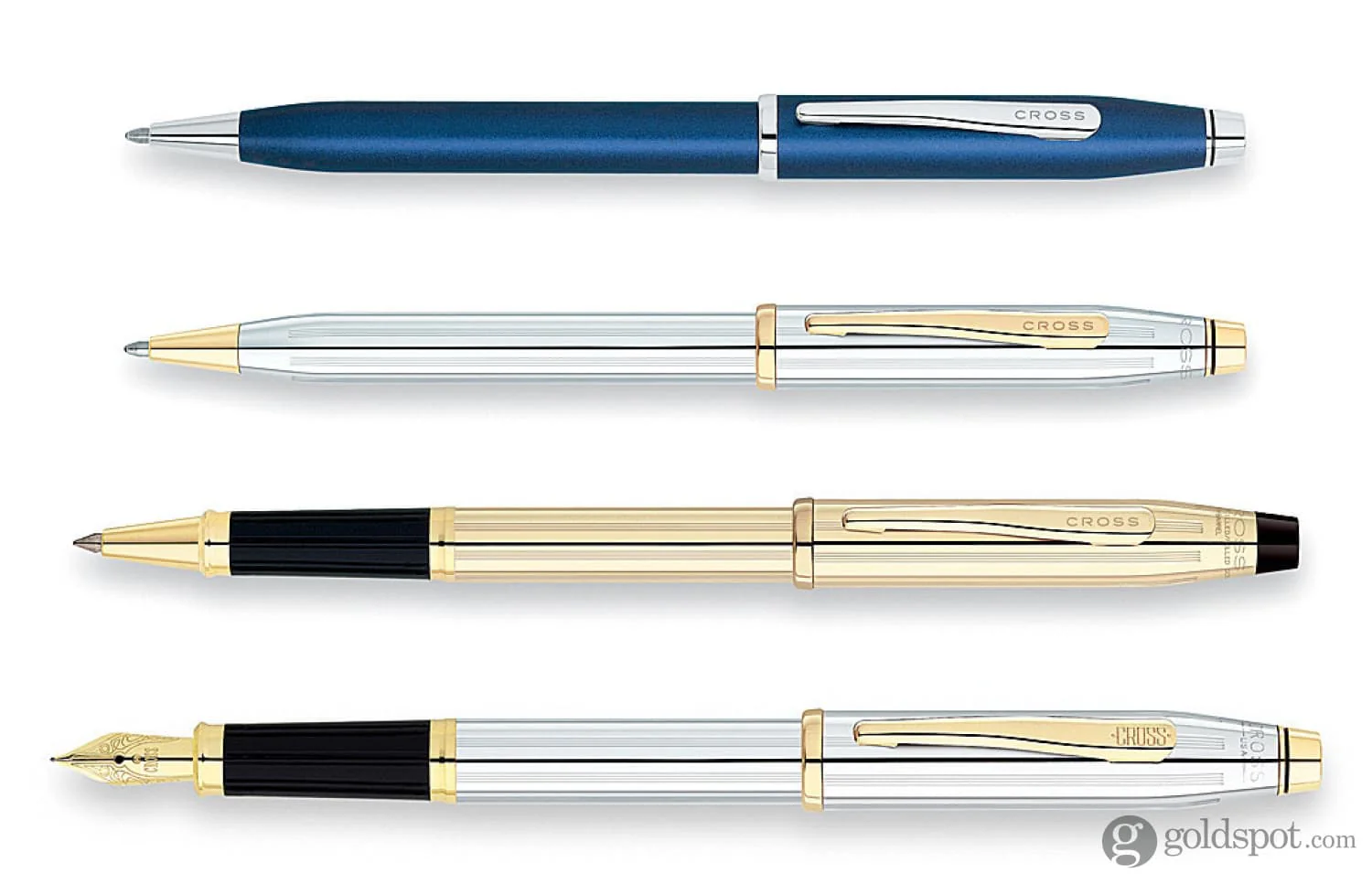 Cross Century II Ballpoint Pen in Medalist Chrome with Gold Trim - Image 2