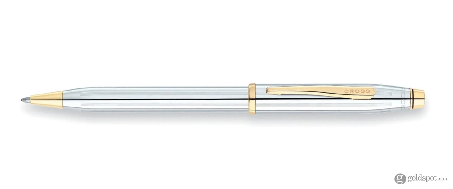 Cross Century II Ballpoint Pen in Medalist Chrome with Gold Trim - Image 3