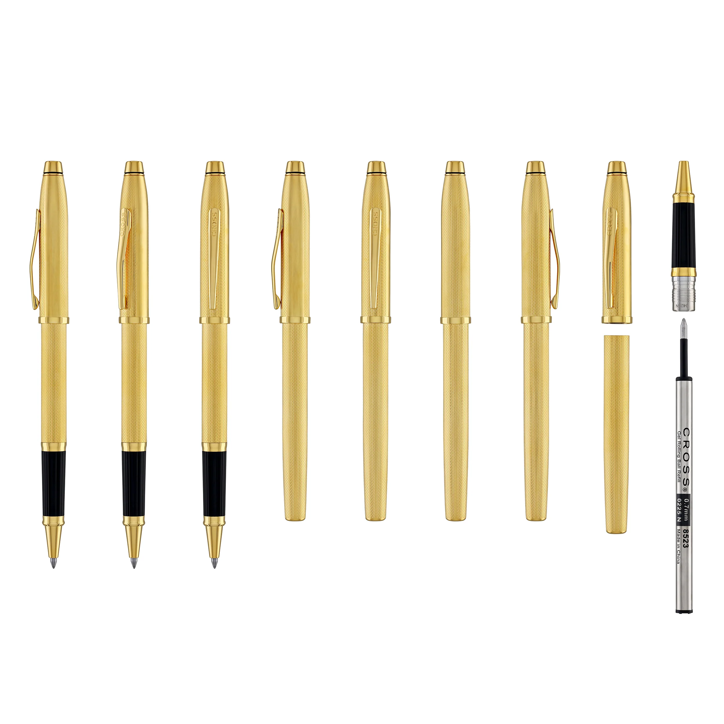 Cross Century II Selectip Rollerball Pen in Polished 23K Gold-Plated Engraved Diamond Pattern - Image 8