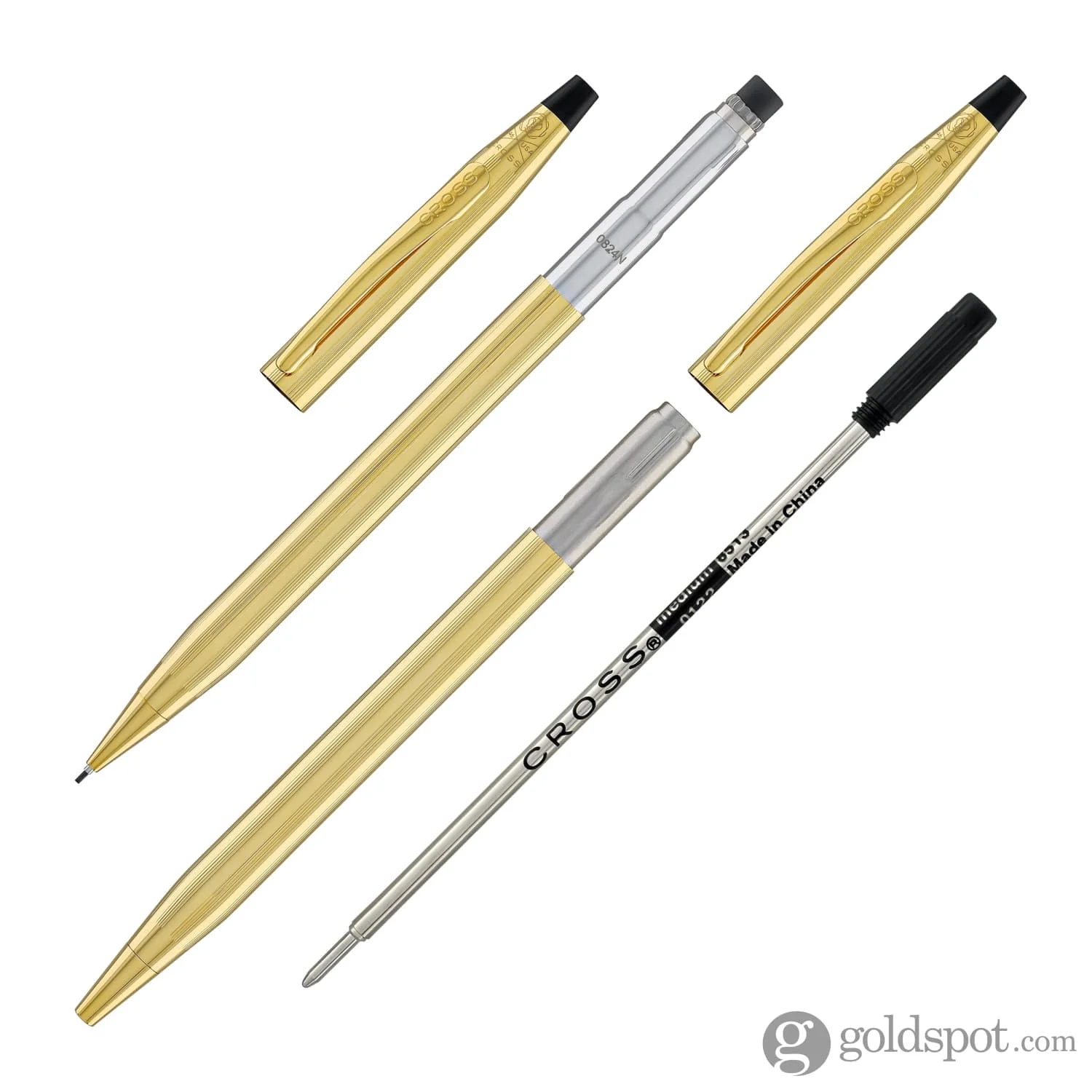 Cross Classic Century Ballpoint Pen & 0.7mm Mechanical Pencil Set in 23K Gold Plated - Image 5