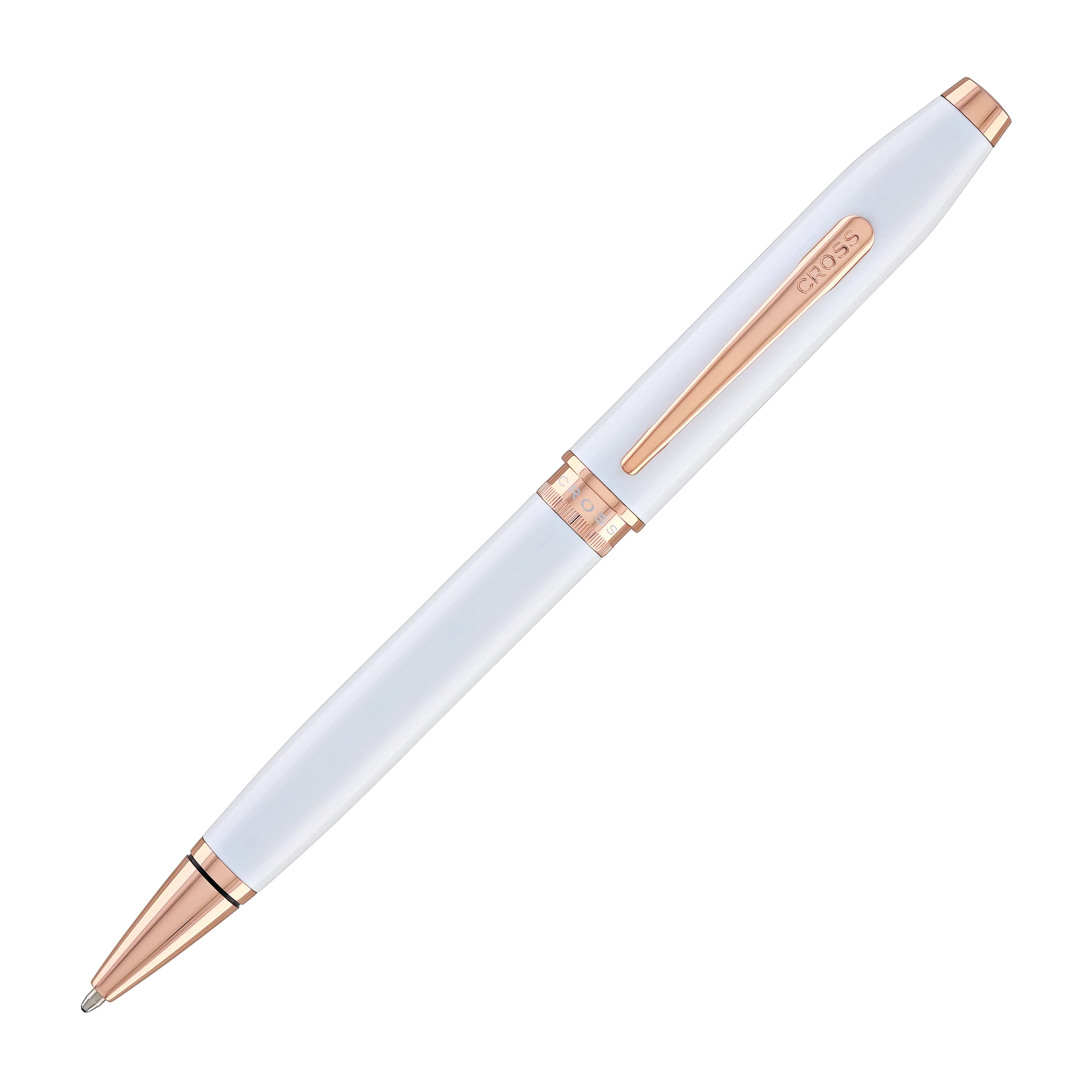 Cross Foundry Ballpoint Pen in Pearl White Lacquer with Rose Gold Appointments - Image 2