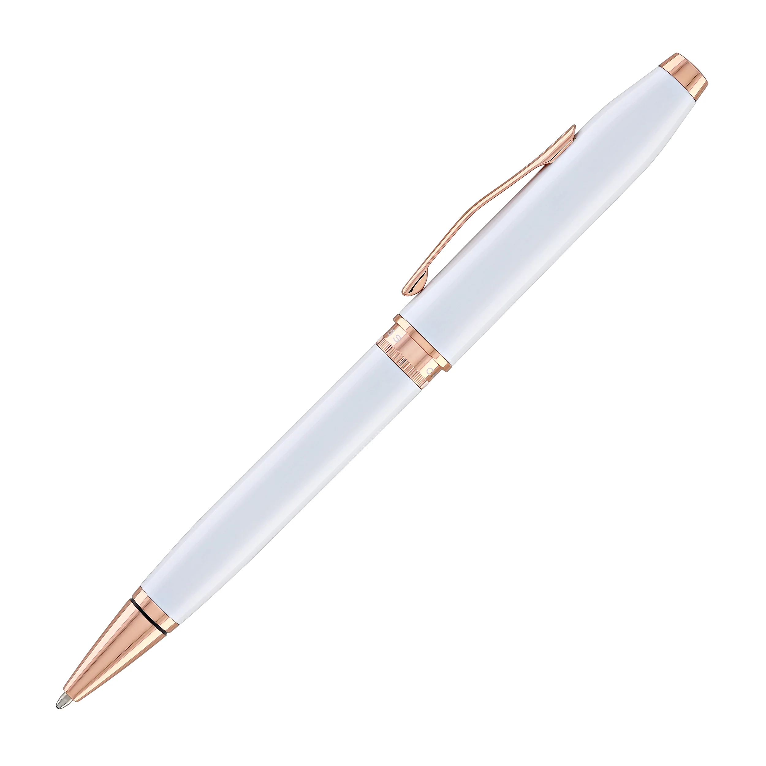 Cross Foundry Ballpoint Pen in Pearl White Lacquer with Rose Gold Appointments - Image 4