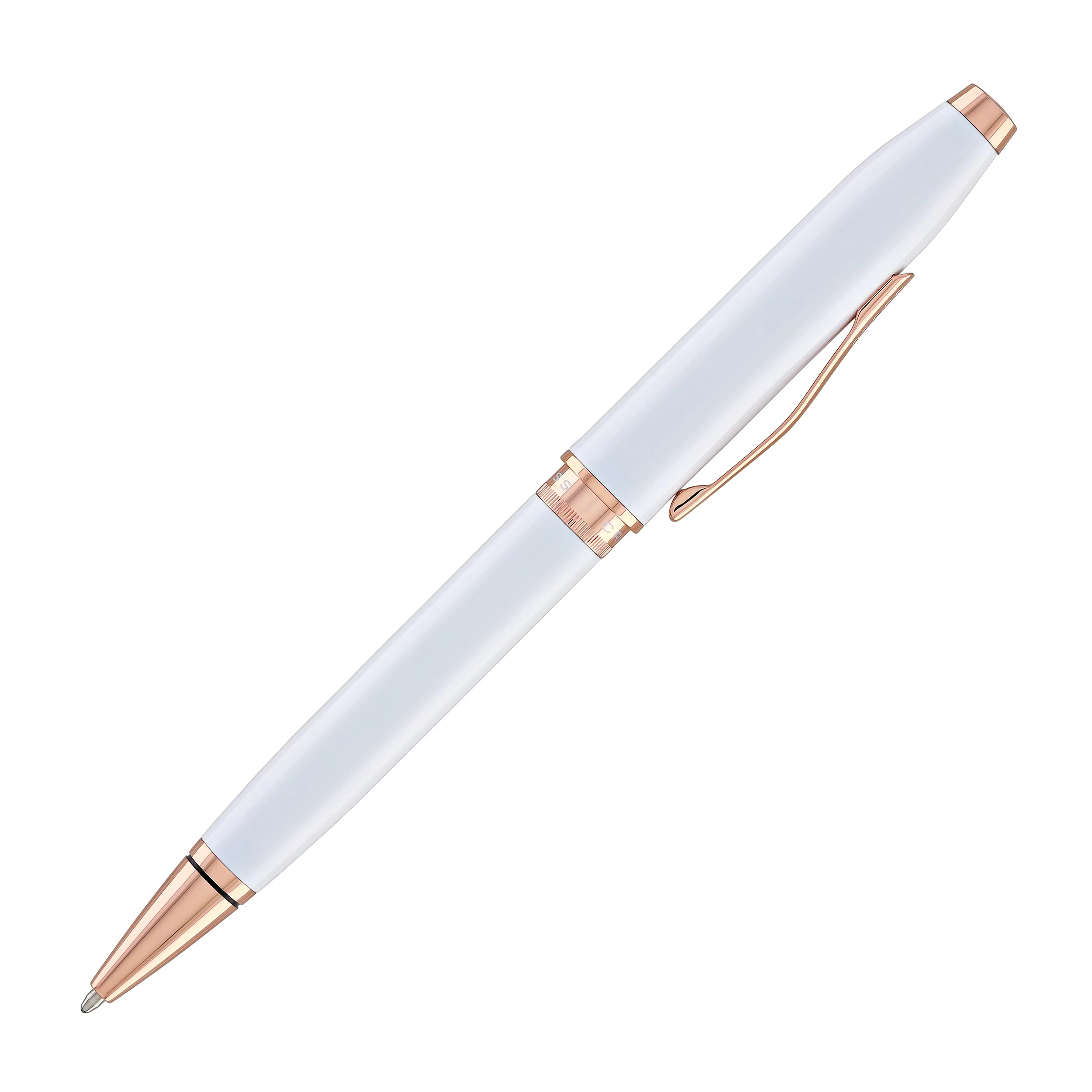 Cross Foundry Ballpoint Pen in Pearl White Lacquer with Rose Gold Appointments - Image 5