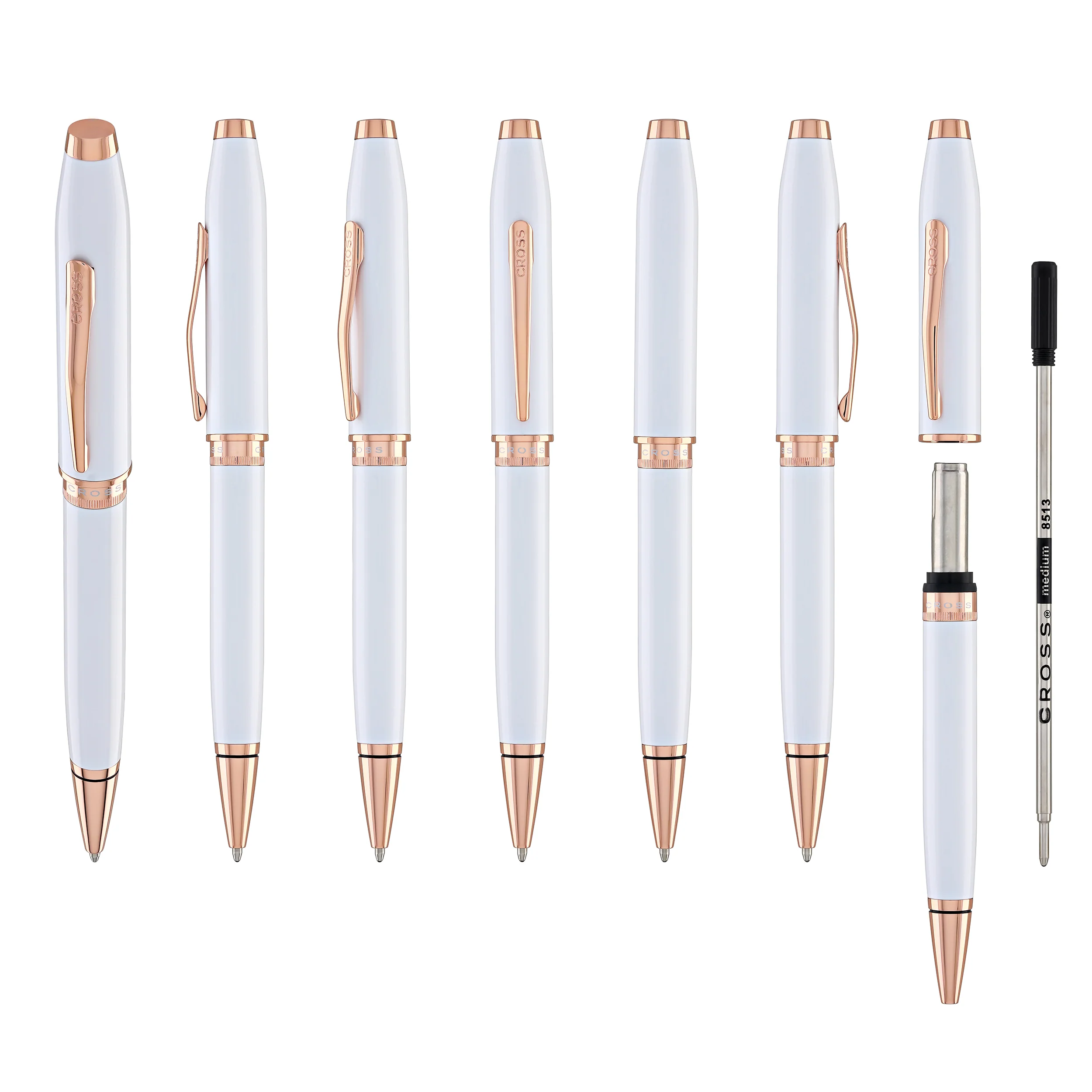 Cross Foundry Ballpoint Pen in Pearl White Lacquer with Rose Gold Appointments - Image 7