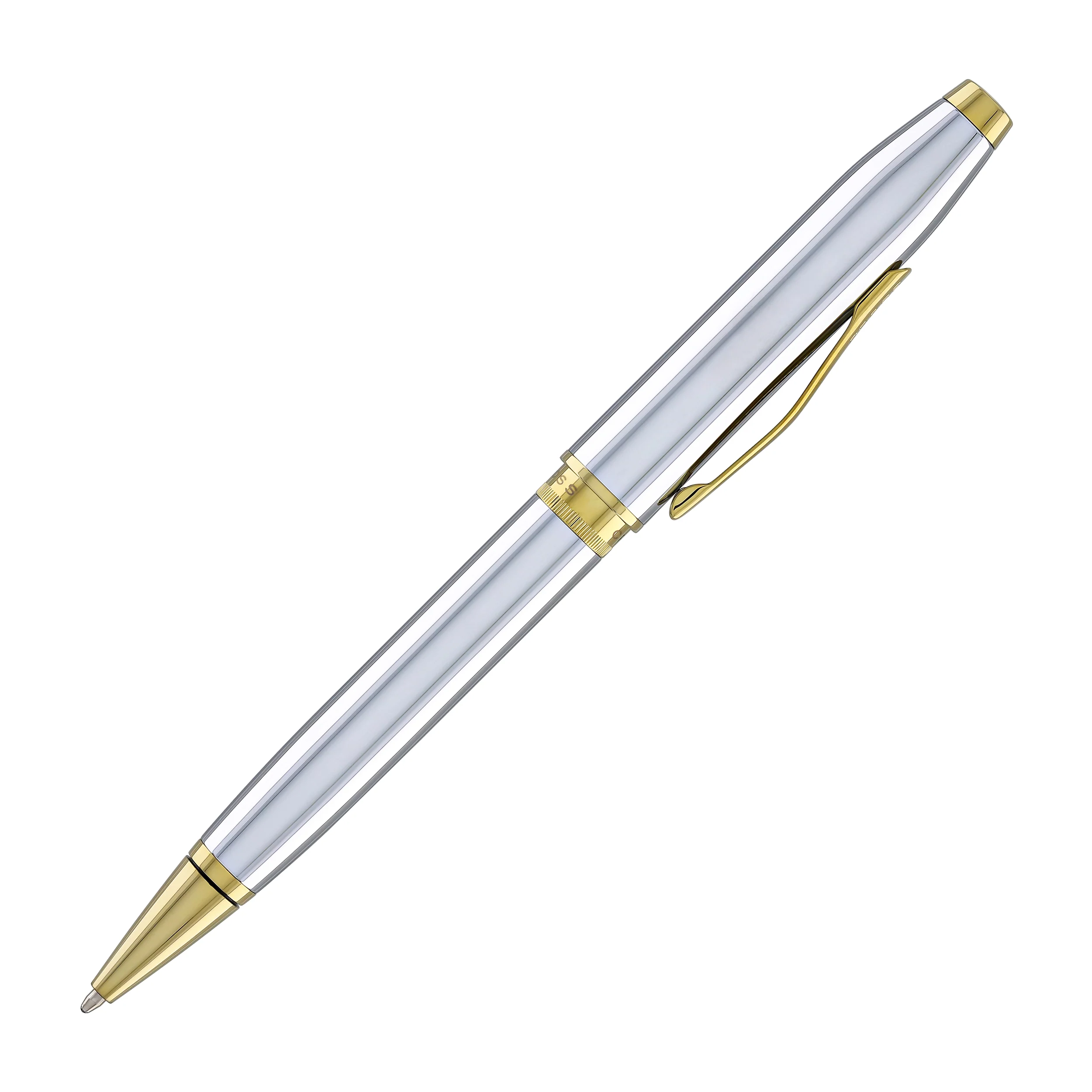 Cross Foundry Ballpoint Pen in Polished Chrome with PVD Gold Appointments - Image 5