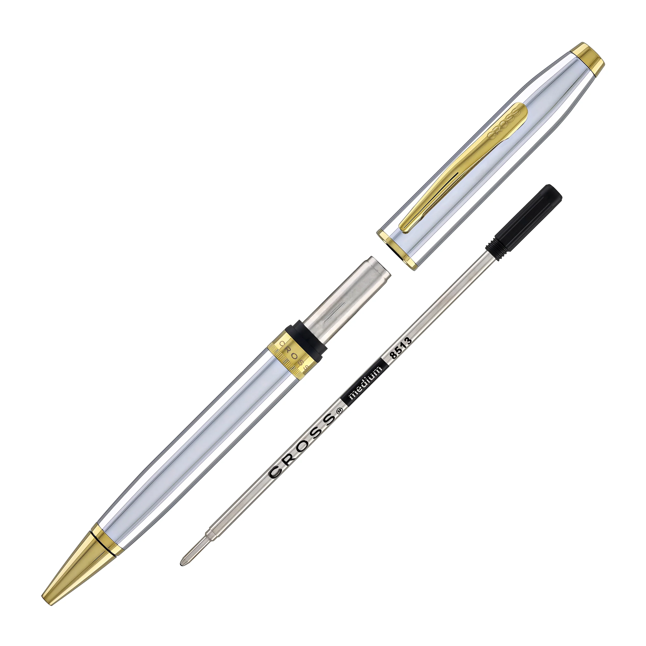 Cross Foundry Ballpoint Pen in Polished Chrome with PVD Gold Appointments - Image 6