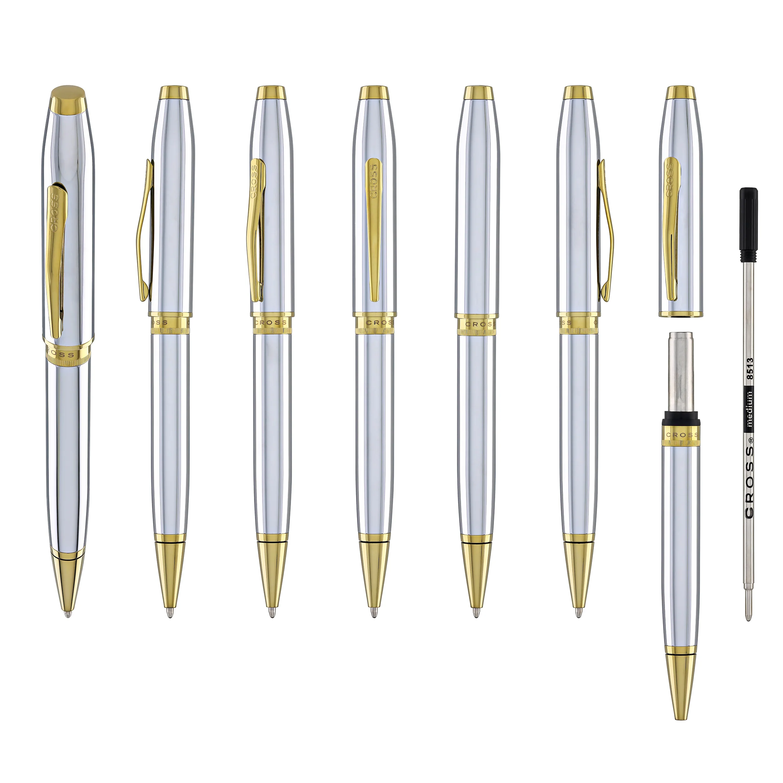 Cross Foundry Ballpoint Pen in Polished Chrome with PVD Gold Appointments - Image 7