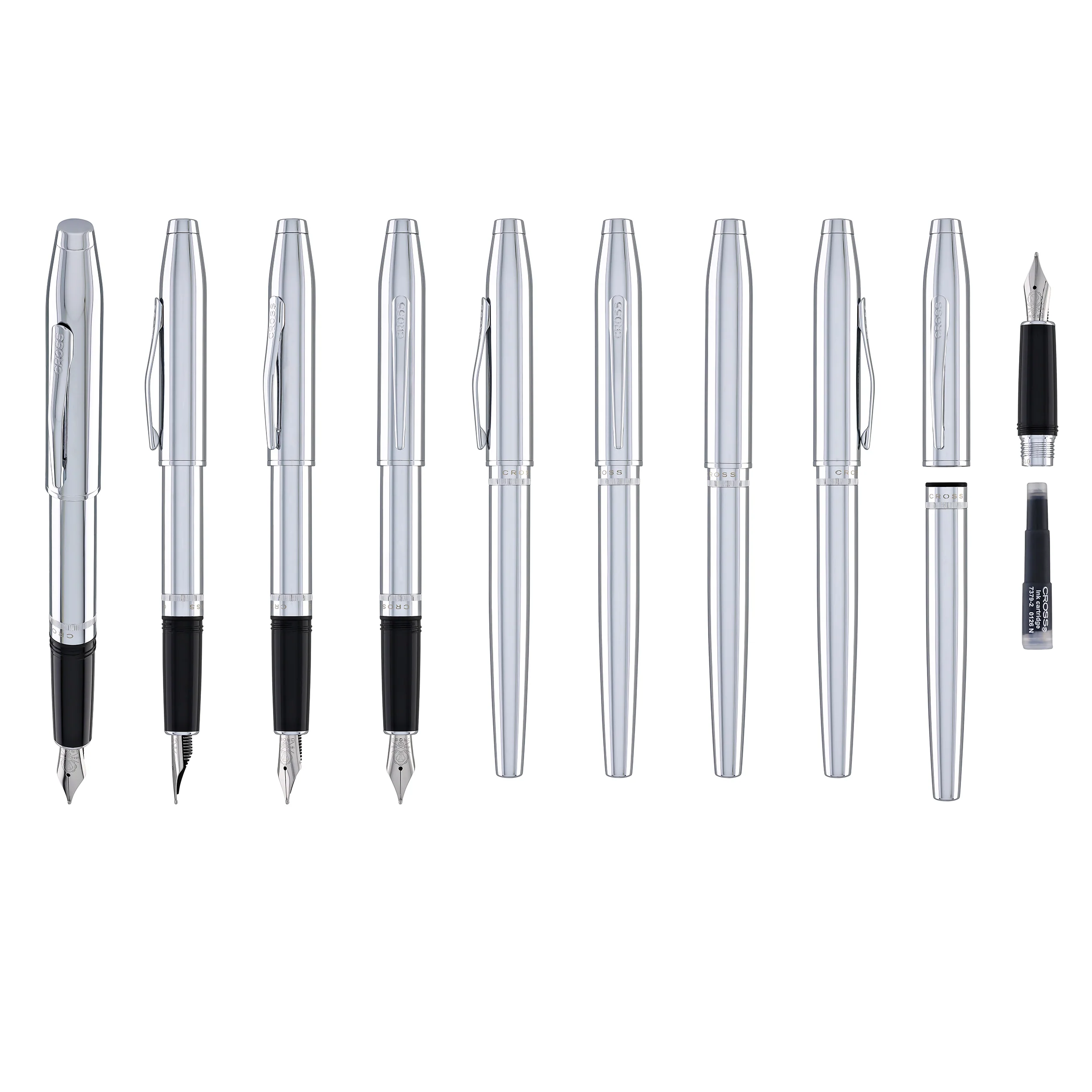 Cross Foundry Fountain Pen in Polished Chrome with Polished Chrome Appointments - Medium Nib - Image 9