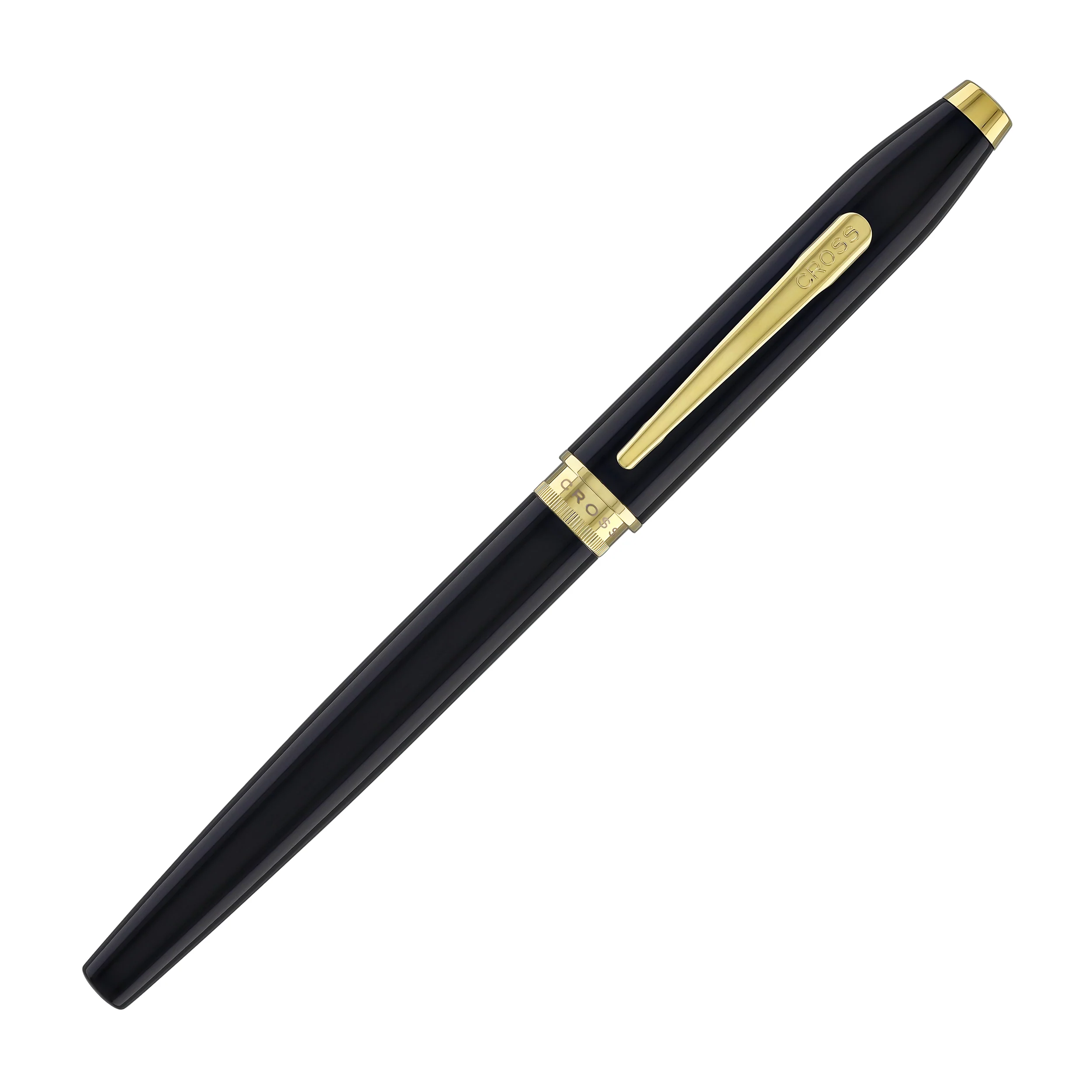 Cross Foundry Rollerball Pen in Glossy Black Lacquer with PVD Gold Appointments - Image 2