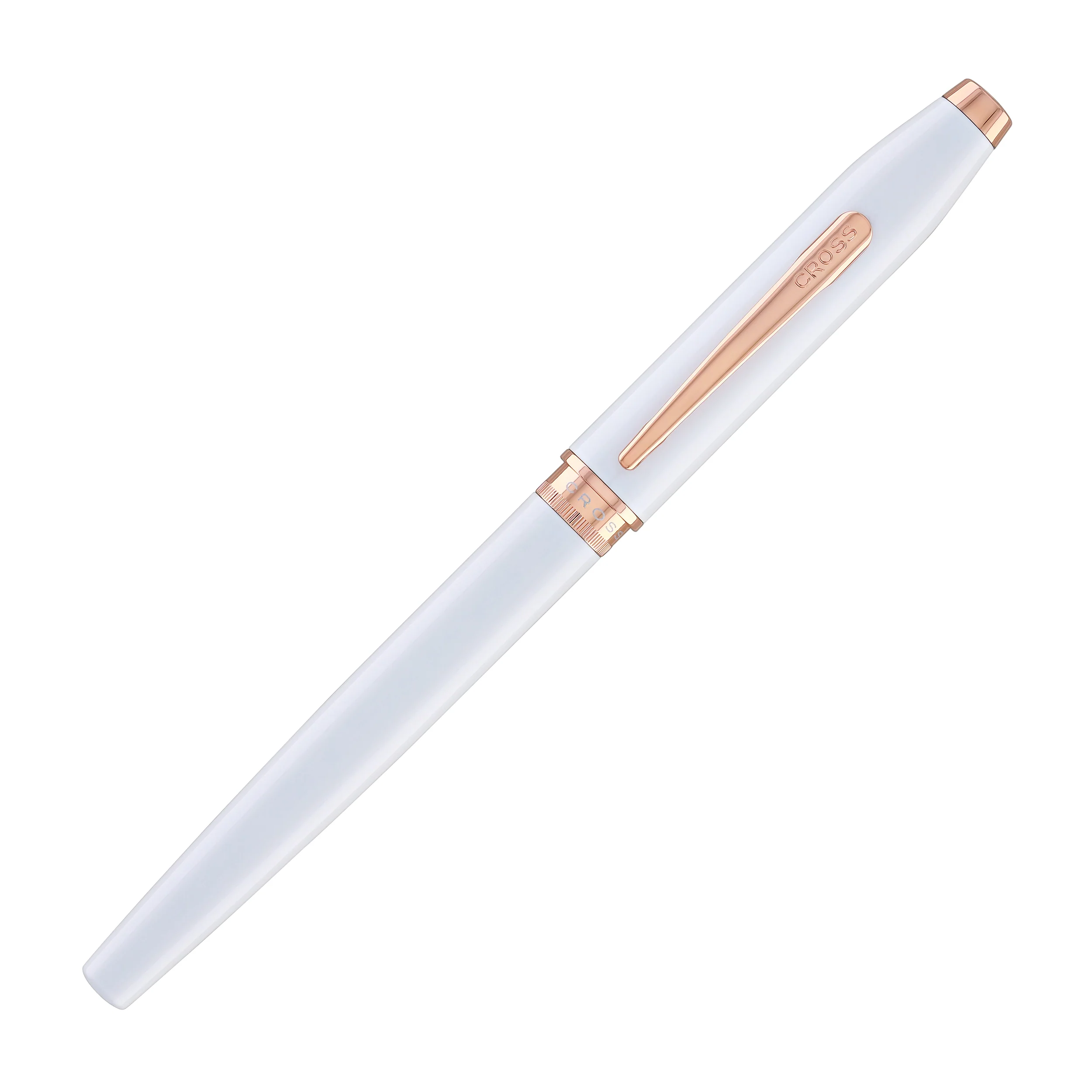 Cross Foundry Rollerball Pen in Pearl White Lacquer with Rose Gold Appointments - Image 2