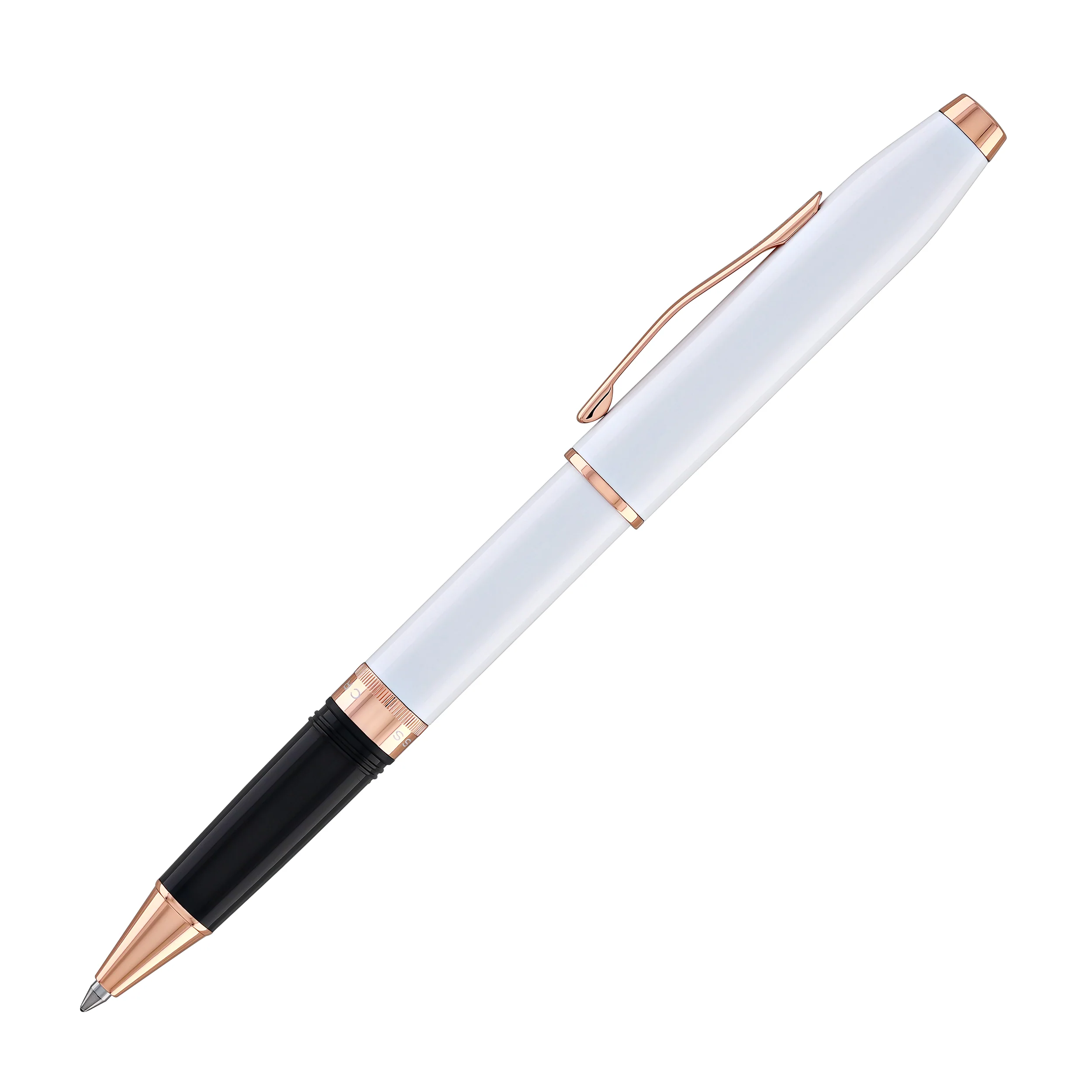 Cross Foundry Rollerball Pen in Pearl White Lacquer with Rose Gold Appointments - Image 5
