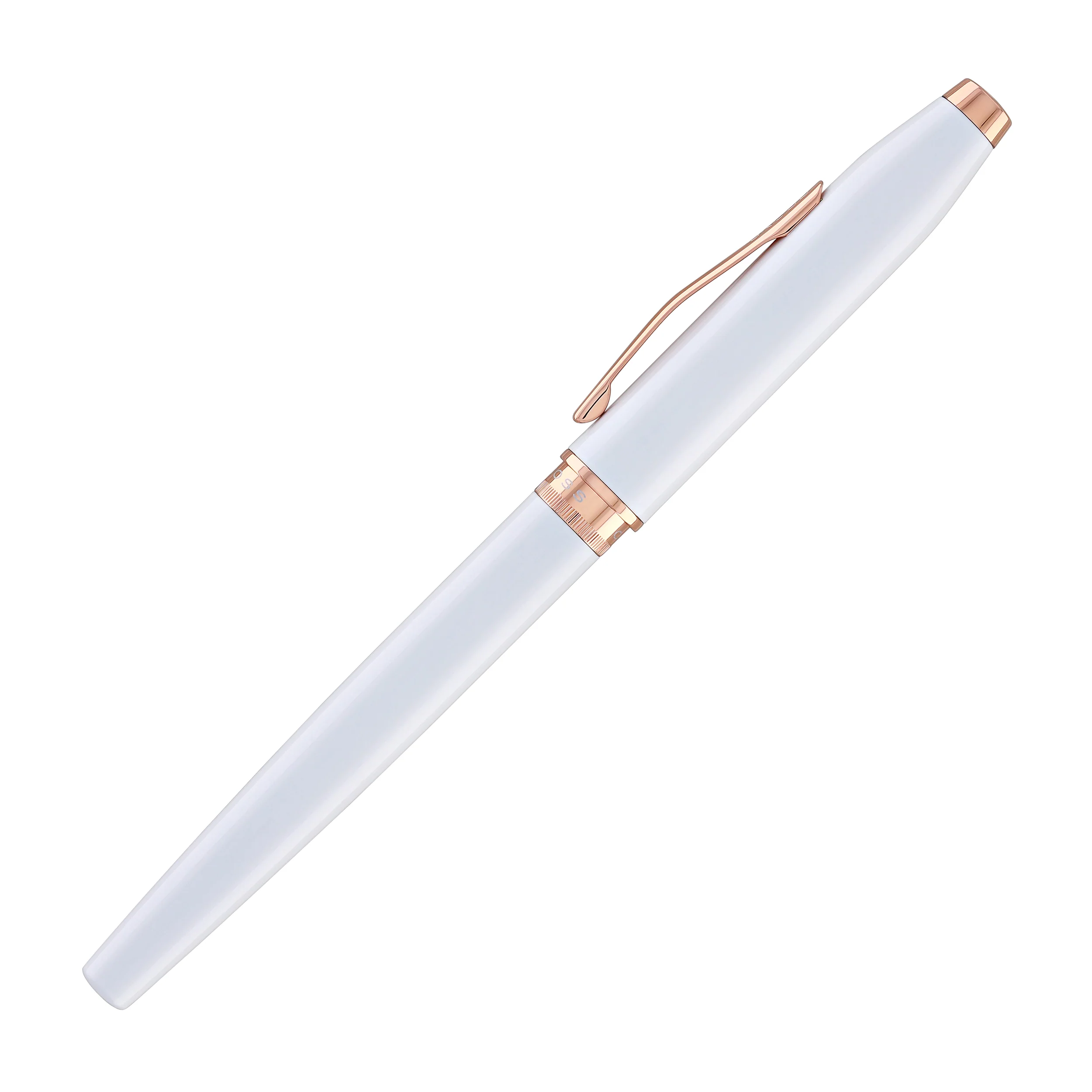 Cross Foundry Rollerball Pen in Pearl White Lacquer with Rose Gold Appointments - Image 6
