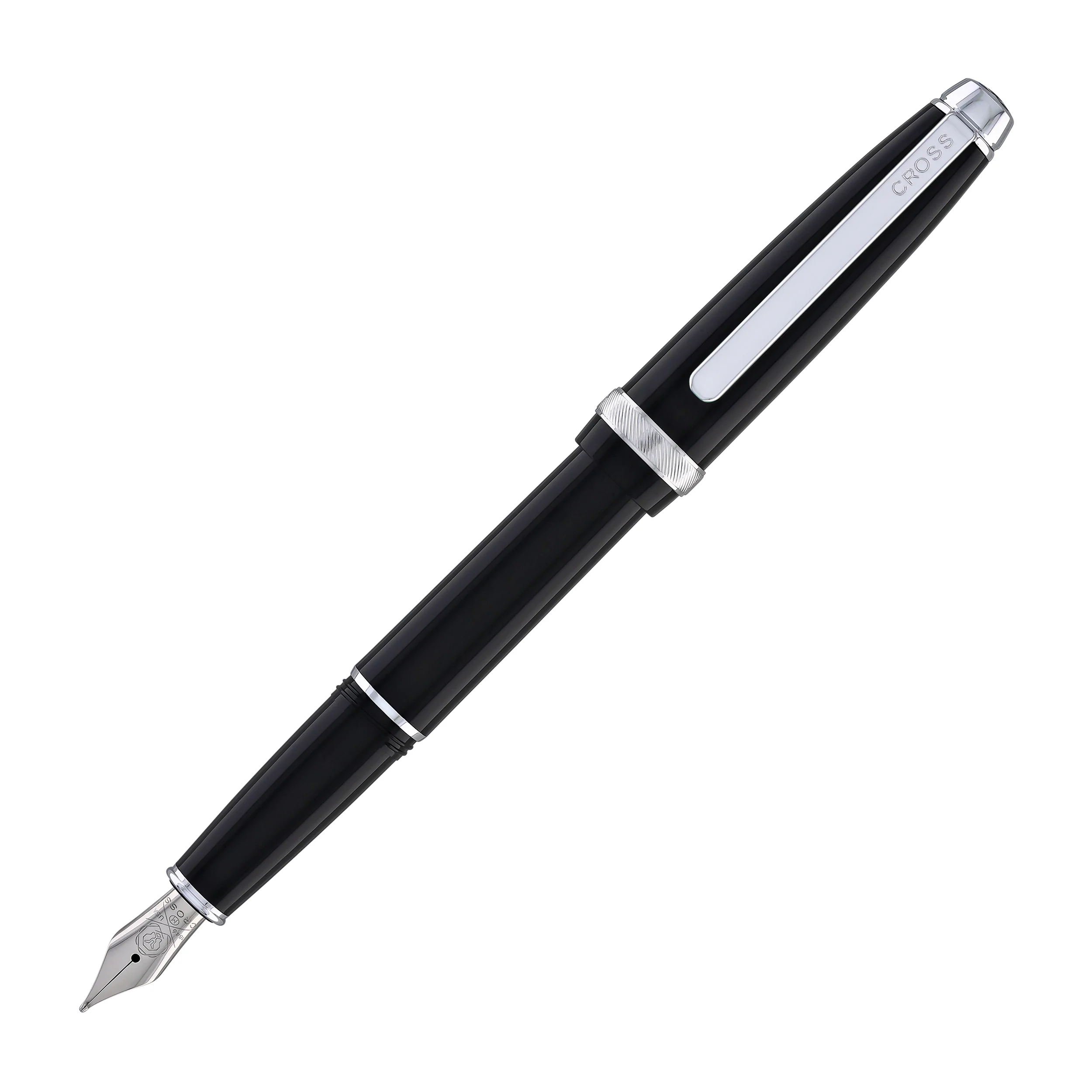 Cross Lume Fountain Pen in Obsidian Black with Polished Chrome Appointments - Medium Nib - Image 3