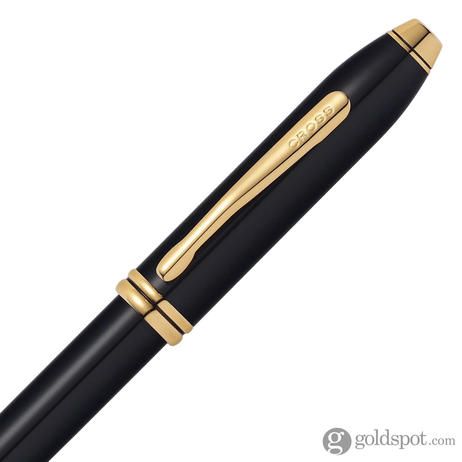 Cross Townsend Ballpoint Pen in Black Lacquer with 23K Gold Trim - Image 3