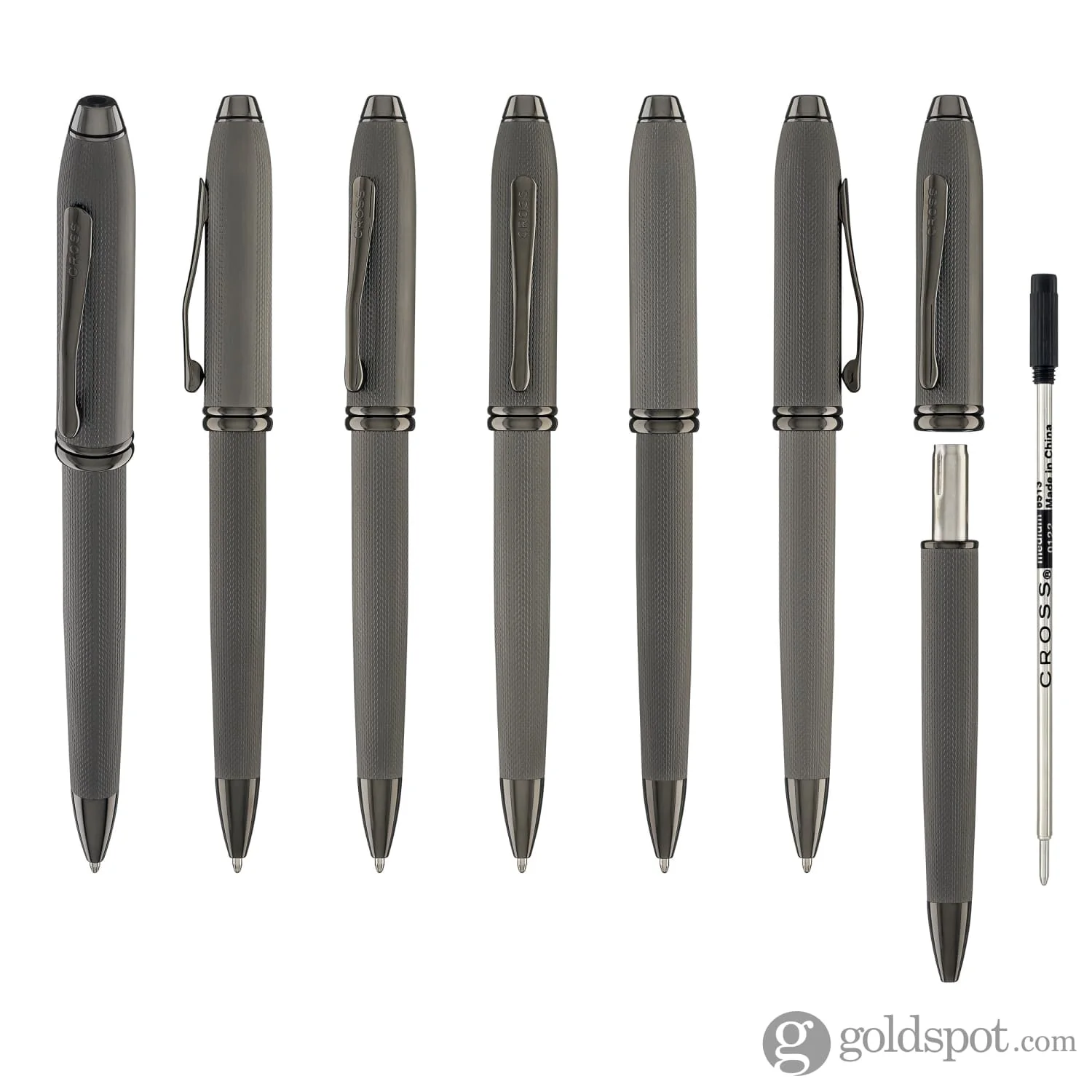Cross Townsend Ballpoint Pen in Polished Slate Gray Engraved Diamond Pattern - Image 7