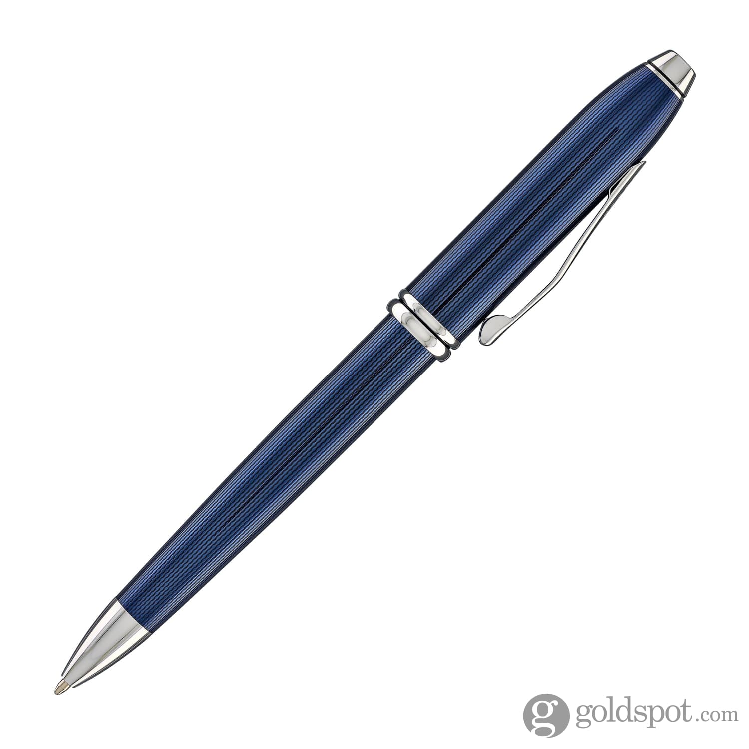 Cross Townsend Ballpoint Pen in Polished Translucent Cobalt Blue Engraved Diamond Pattern - Image 5
