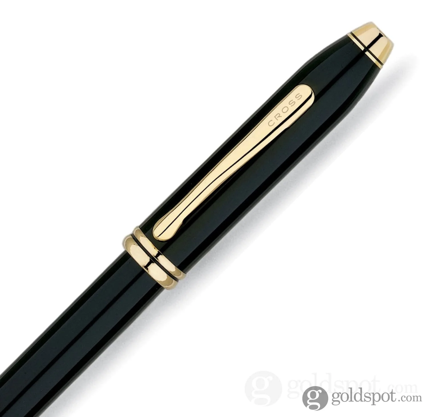 Cross Townsend Rollerball Pen in Black Lacquer with 24K Gold Trim - Image 3