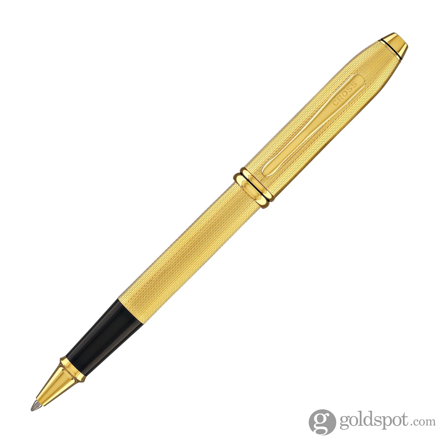 Cross Townsend Rollerball Pen in Polished 23K Gold-Plated Engraved Diamond Pattern - Image 2