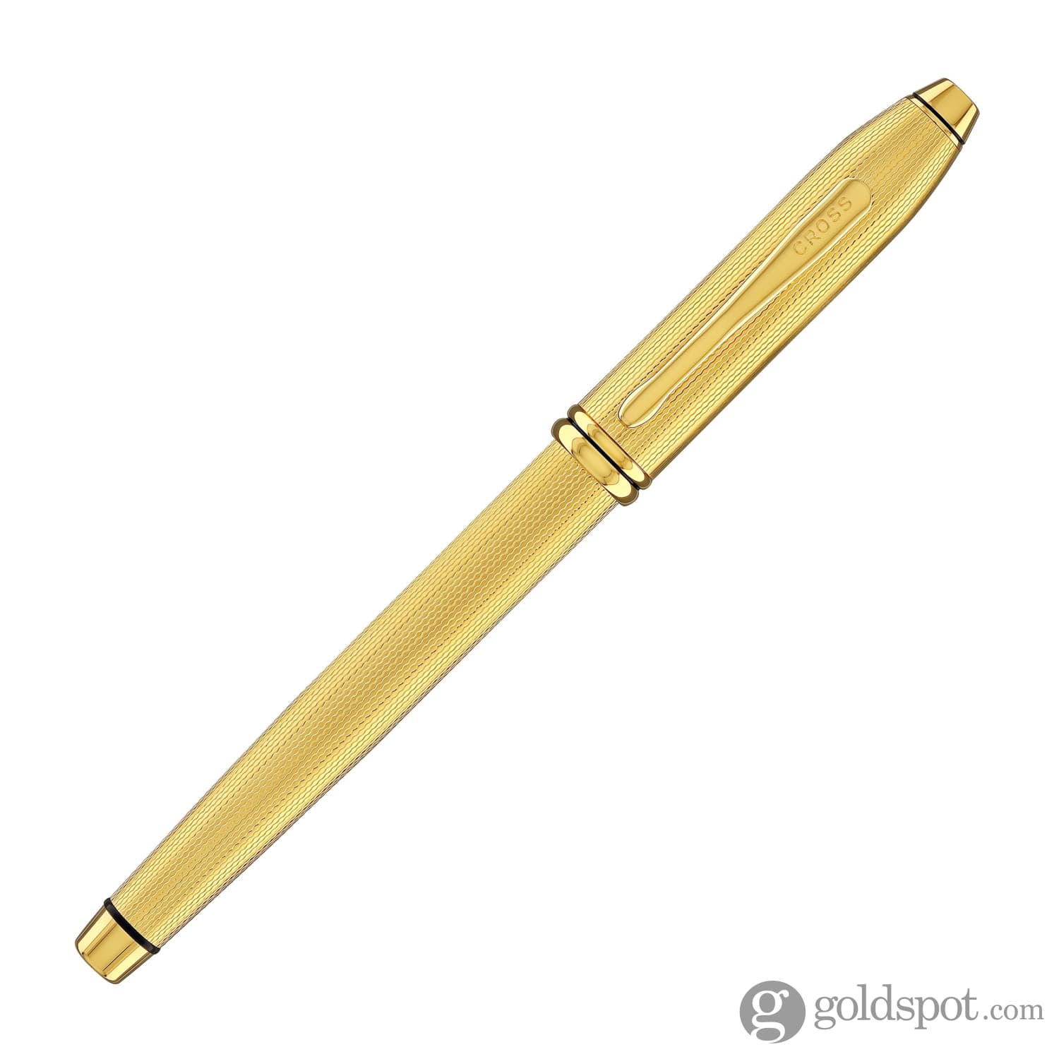 Cross Townsend Rollerball Pen in Polished 23K Gold-Plated Engraved Diamond Pattern - Image 5