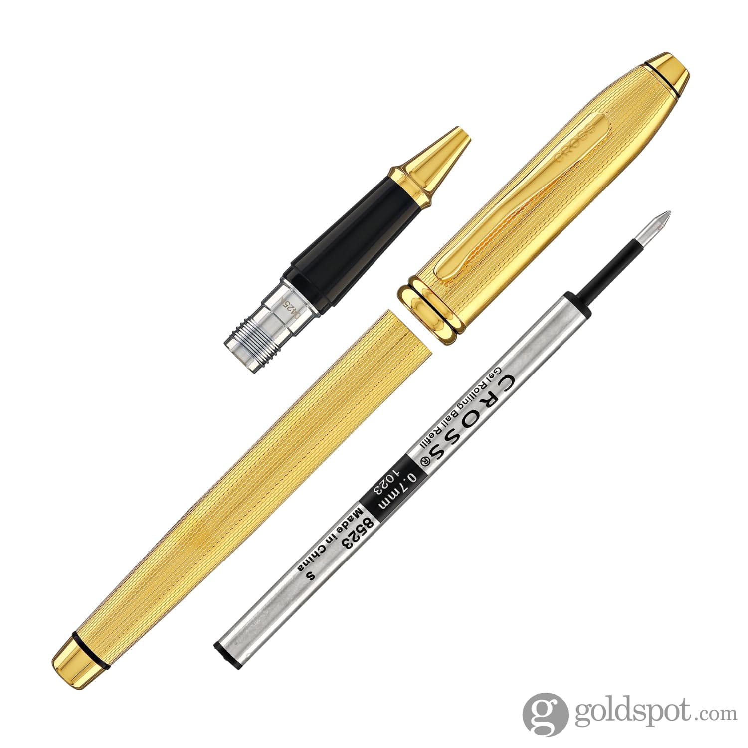 Cross Townsend Rollerball Pen in Polished 23K Gold-Plated Engraved Diamond Pattern - Image 7