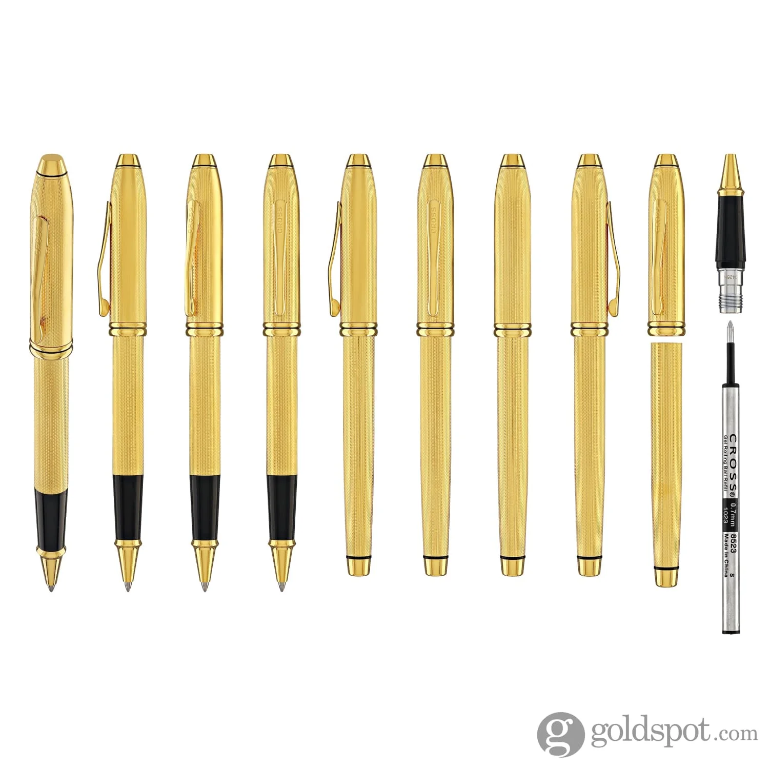 Cross Townsend Rollerball Pen in Polished 23K Gold-Plated Engraved Diamond Pattern - Image 8