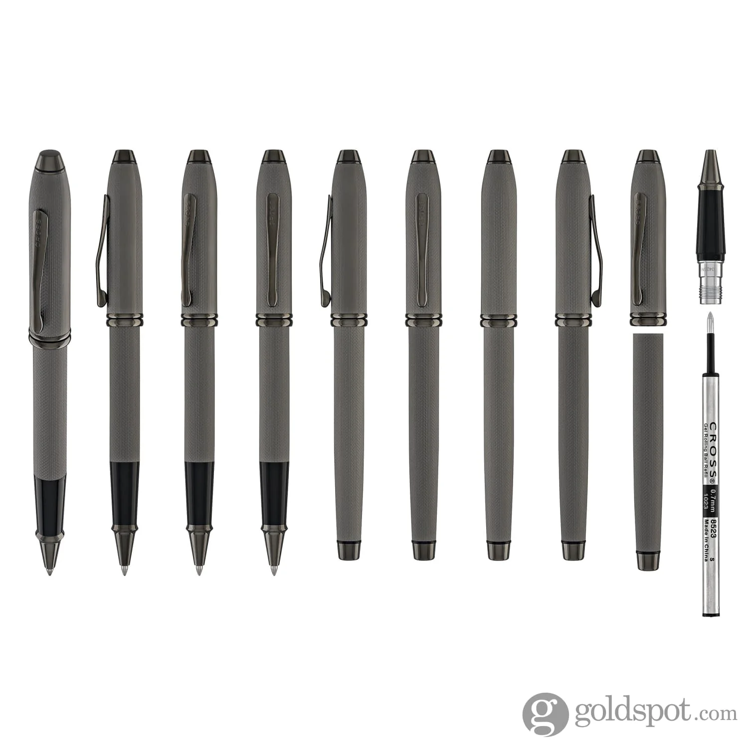 Cross Townsend Rollerball Pen in Polished Slate Gray Engraved Diamond Pattern - Image 9