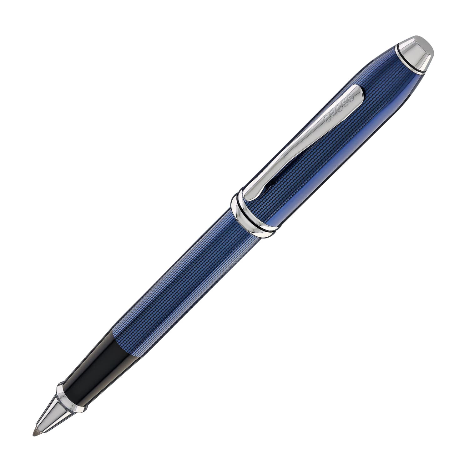 Cross Townsend Rollerball Pen in Translucent Polished Cobalt Blue Engraved Diamond Pattern