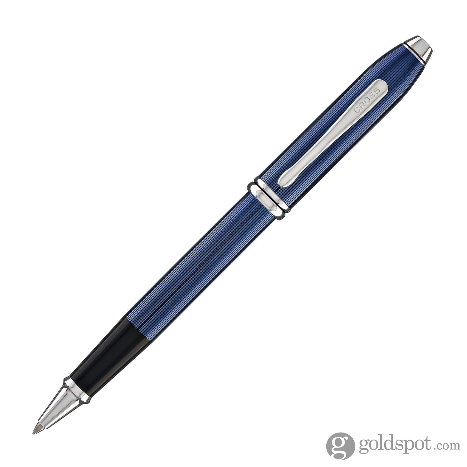 Cross Townsend Rollerball Pen in Translucent Polished Cobalt Blue Engraved Diamond Pattern - Image 2