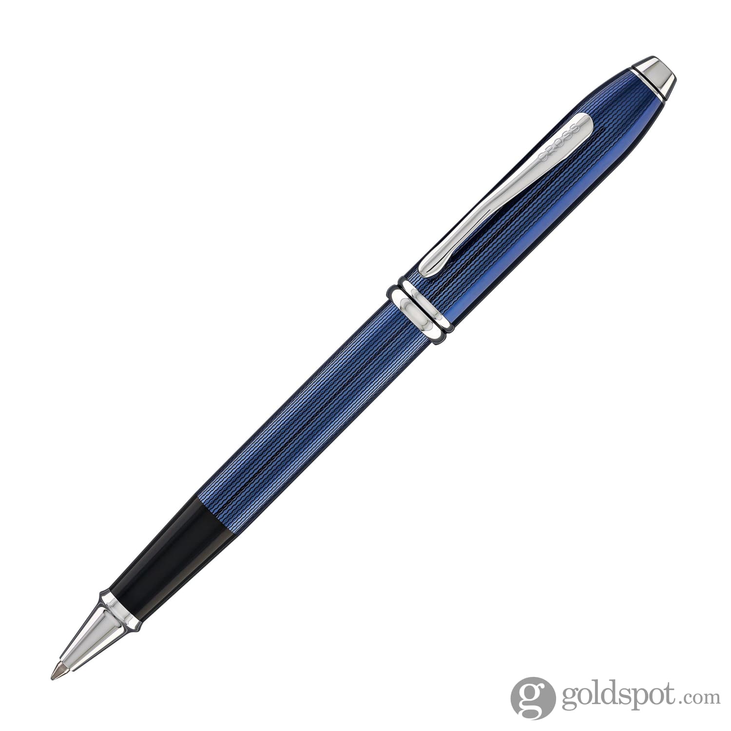 Cross Townsend Rollerball Pen in Translucent Polished Cobalt Blue Engraved Diamond Pattern - Image 3